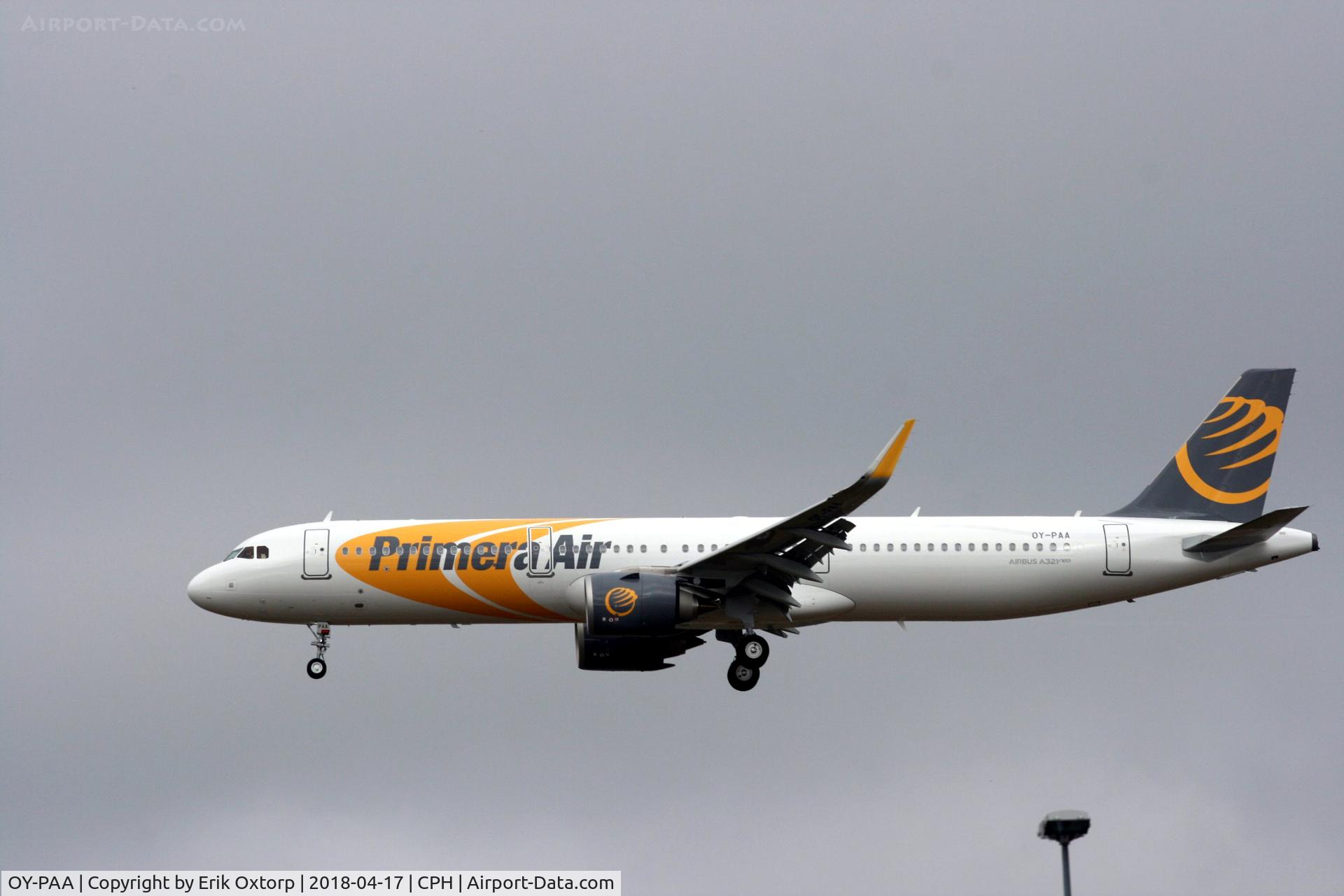 OY-PAA, 2018 Airbus A321-251N C/N 8145, OY-PAA delivery flight. Landing rw 22L