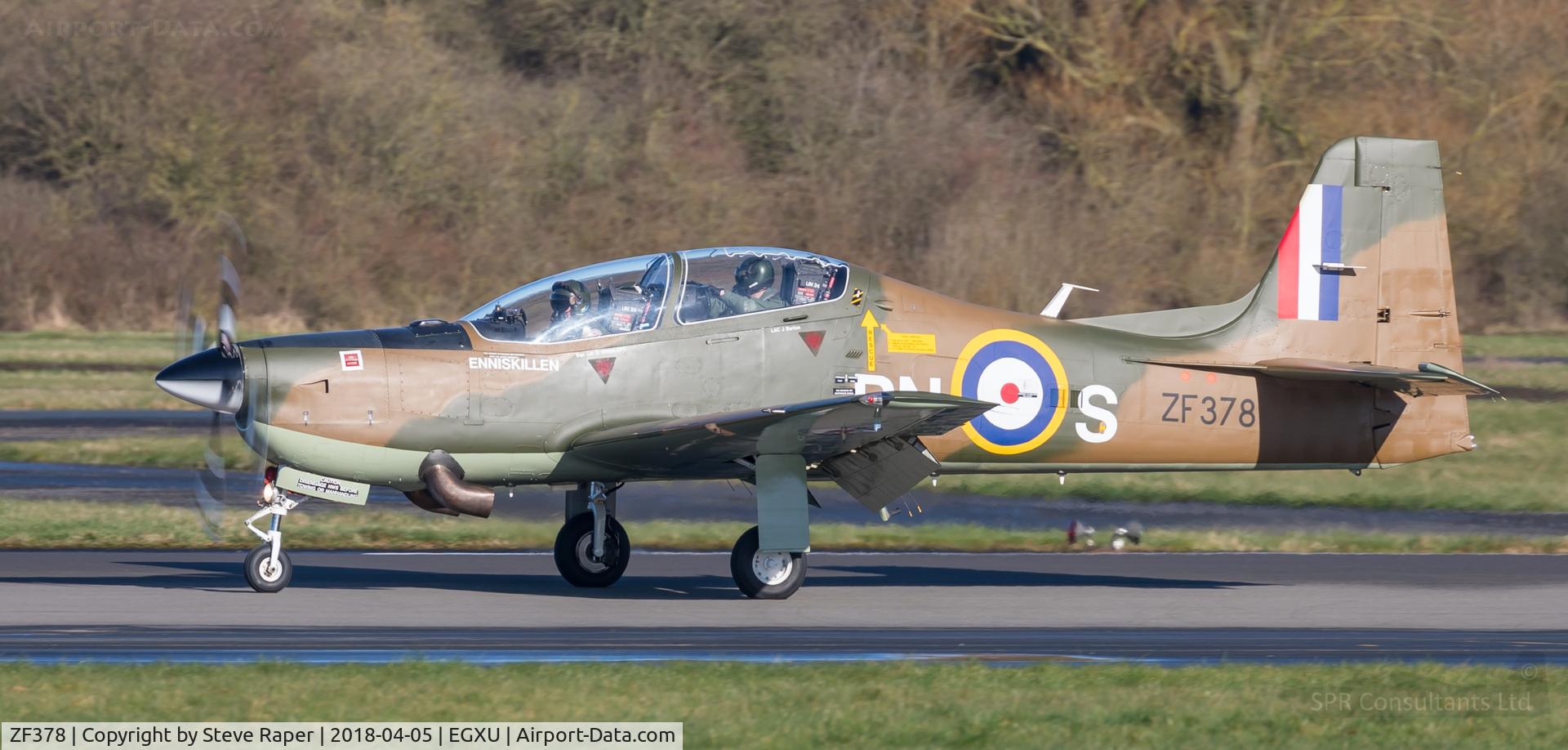 ZF378, 1992 Short S-312 Tucano T1 C/N S121/T92, Camo Tuc taxying back in at Linton on Ouse
