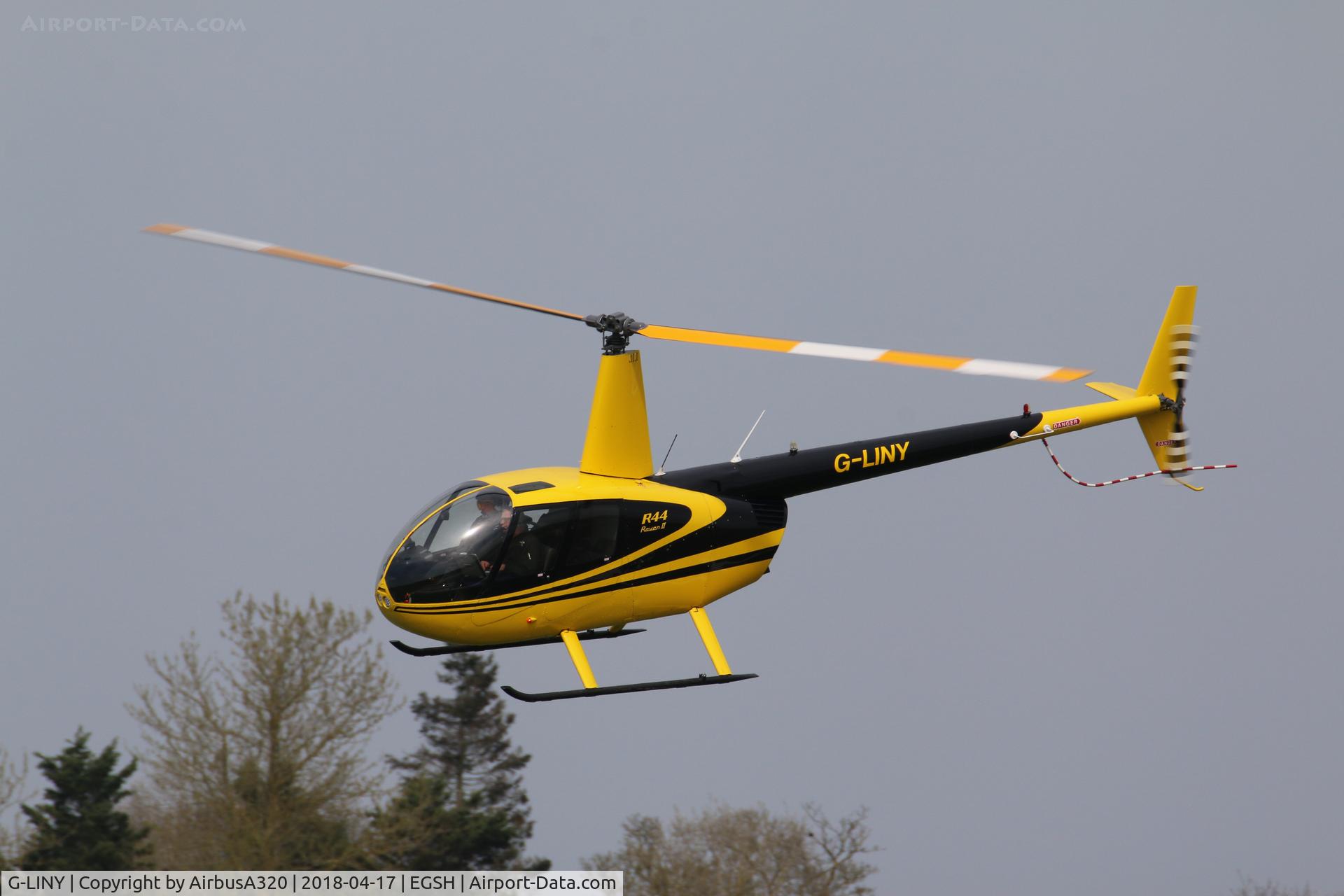G-LINY, 2008 Robinson R44 Raven II C/N 12356, Departing
