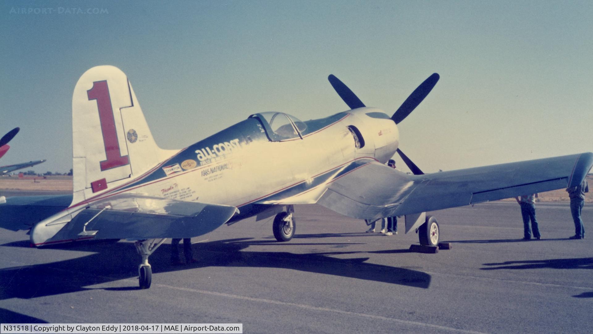 N31518, 1943 Fighter Rebuilders GOODYEAR-REBUILDER C/N 0020, Madera Airshow California 1987.