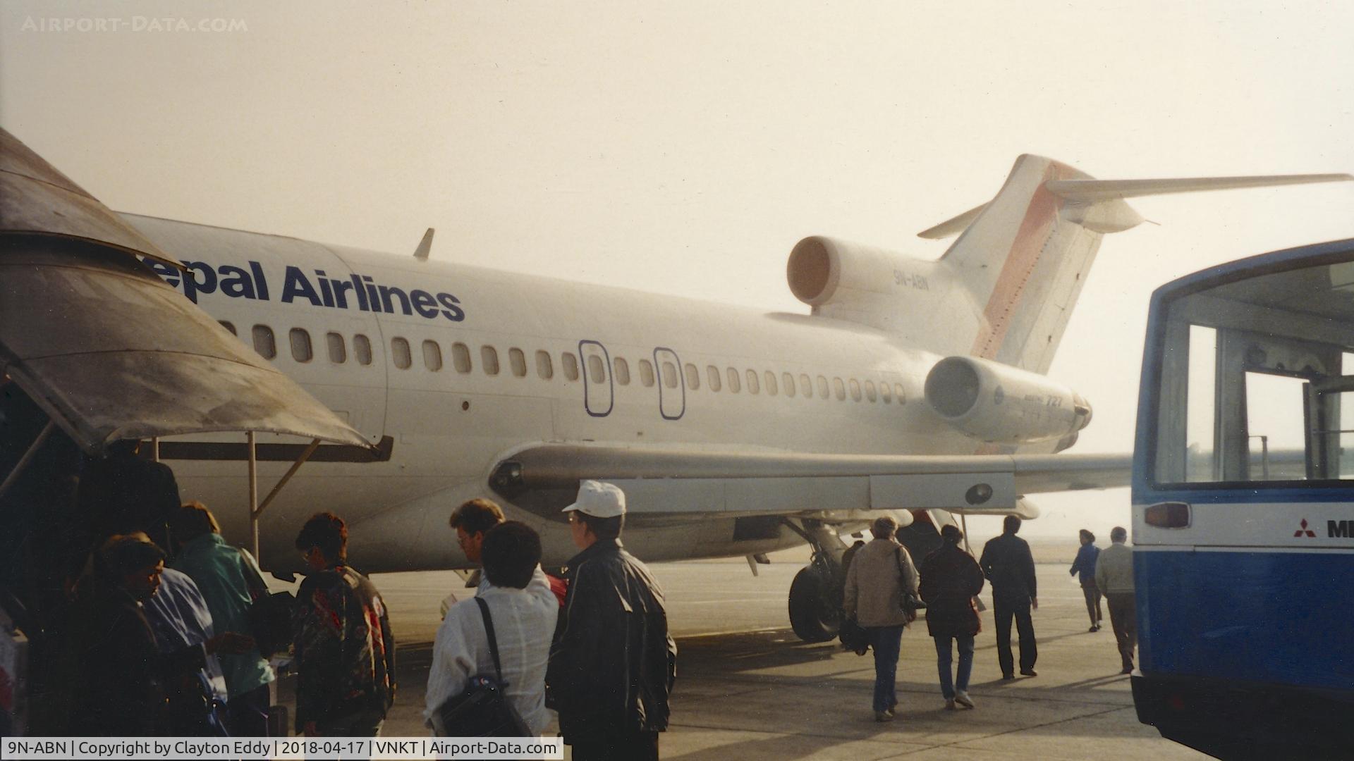 9N-ABN, 1968 Boeing 727-116C C/N 19813, Tribhuvan International Airport. kathmandu Nepal. 1993.