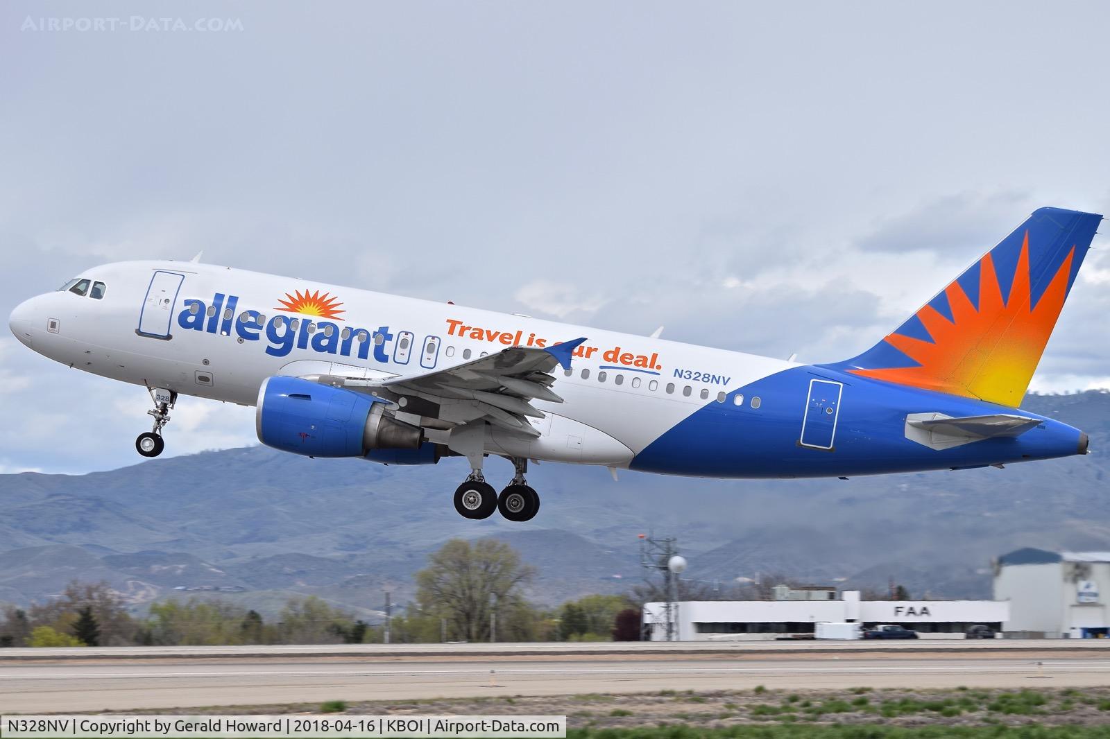 N328NV, 2006 Airbus A319-112 C/N 2821, Take off from RWY 28L.