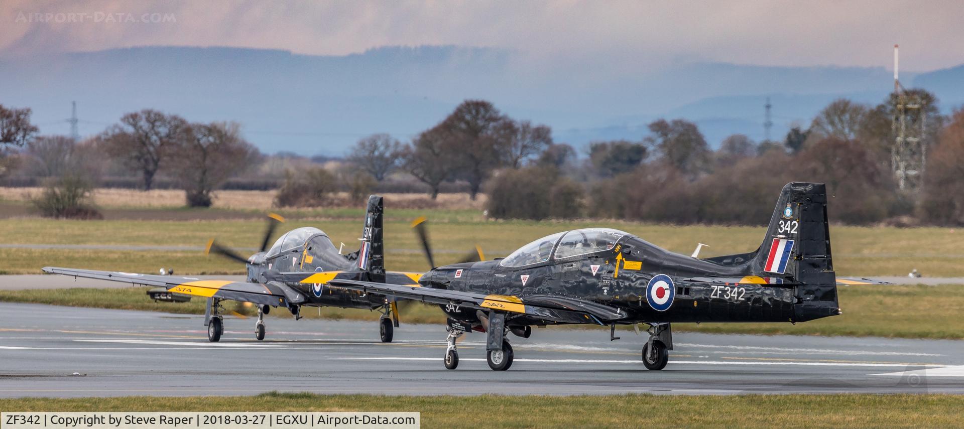 ZF342, 1991 Short S-312 Tucano T1 C/N S106/T77, Taxying out to rwy 03 at Linton