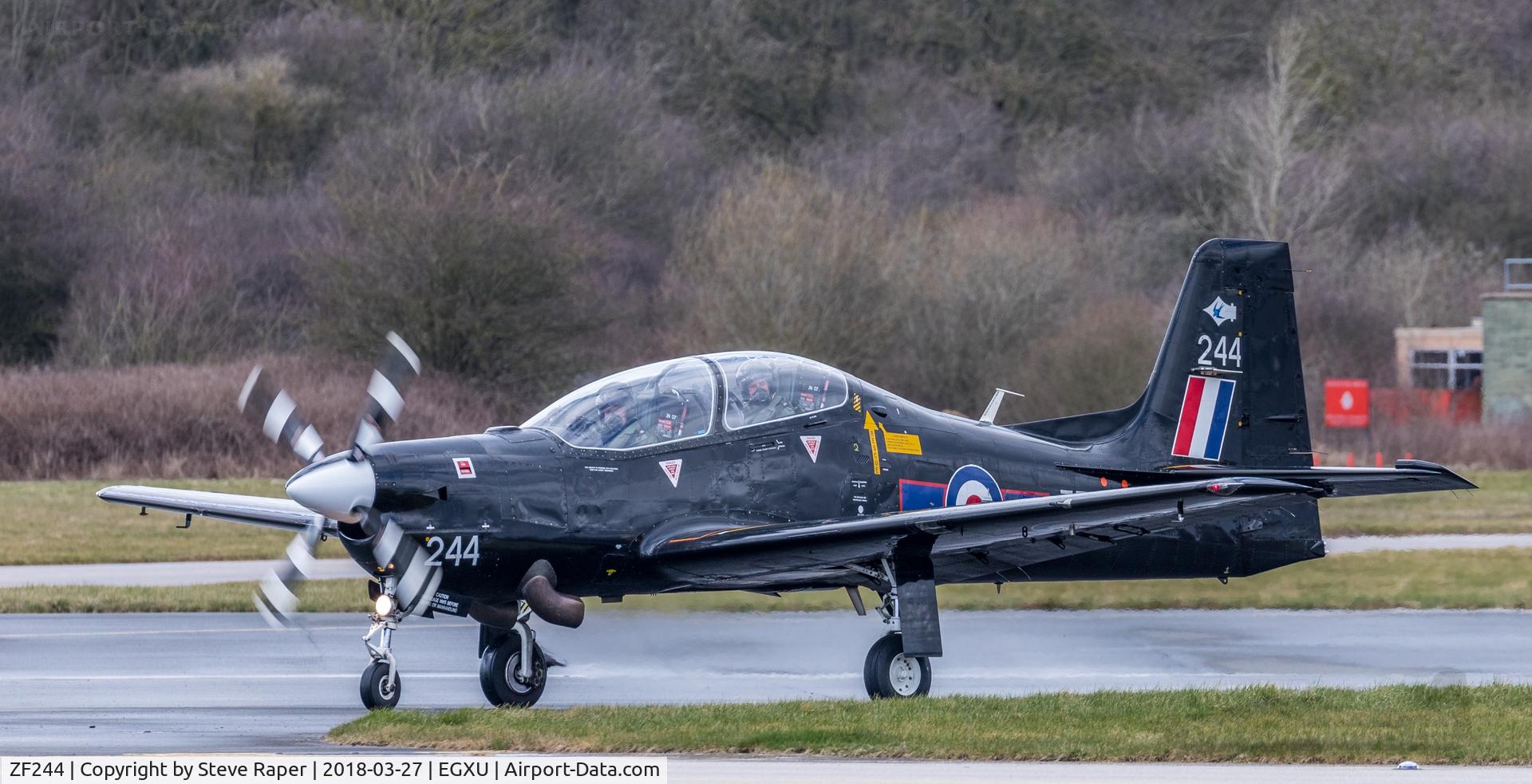 ZF244, 1990 Short S-312 Tucano T1 C/N S050/T45, Vacating rwy 21 at Linton