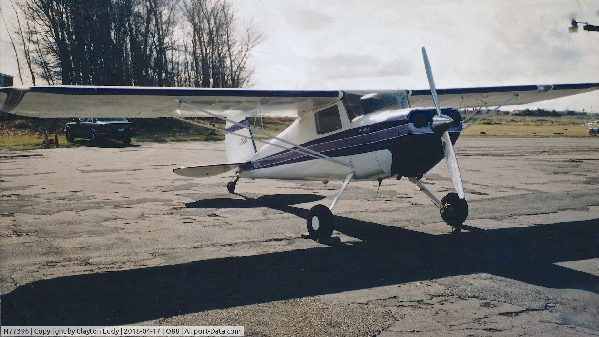 N77396, 1946 Cessna 120 C/N 11837, Old Rio Vista Airport California 1990's.