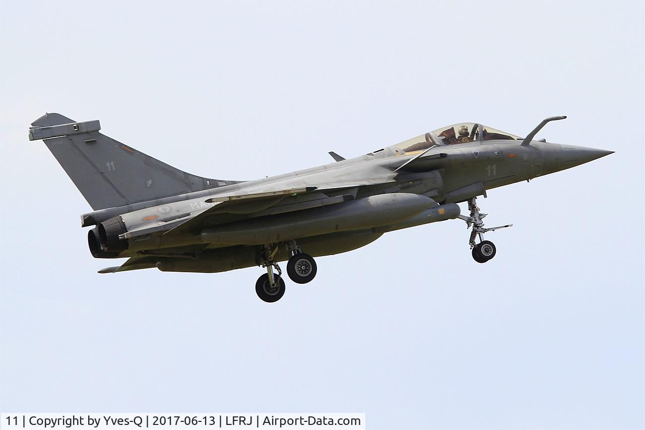 11, Dassault Rafale M C/N 11, Dassault Rafale M, On final rwy 08, Landivisiau Naval Air Base (LFRJ) Tiger Meet 2017