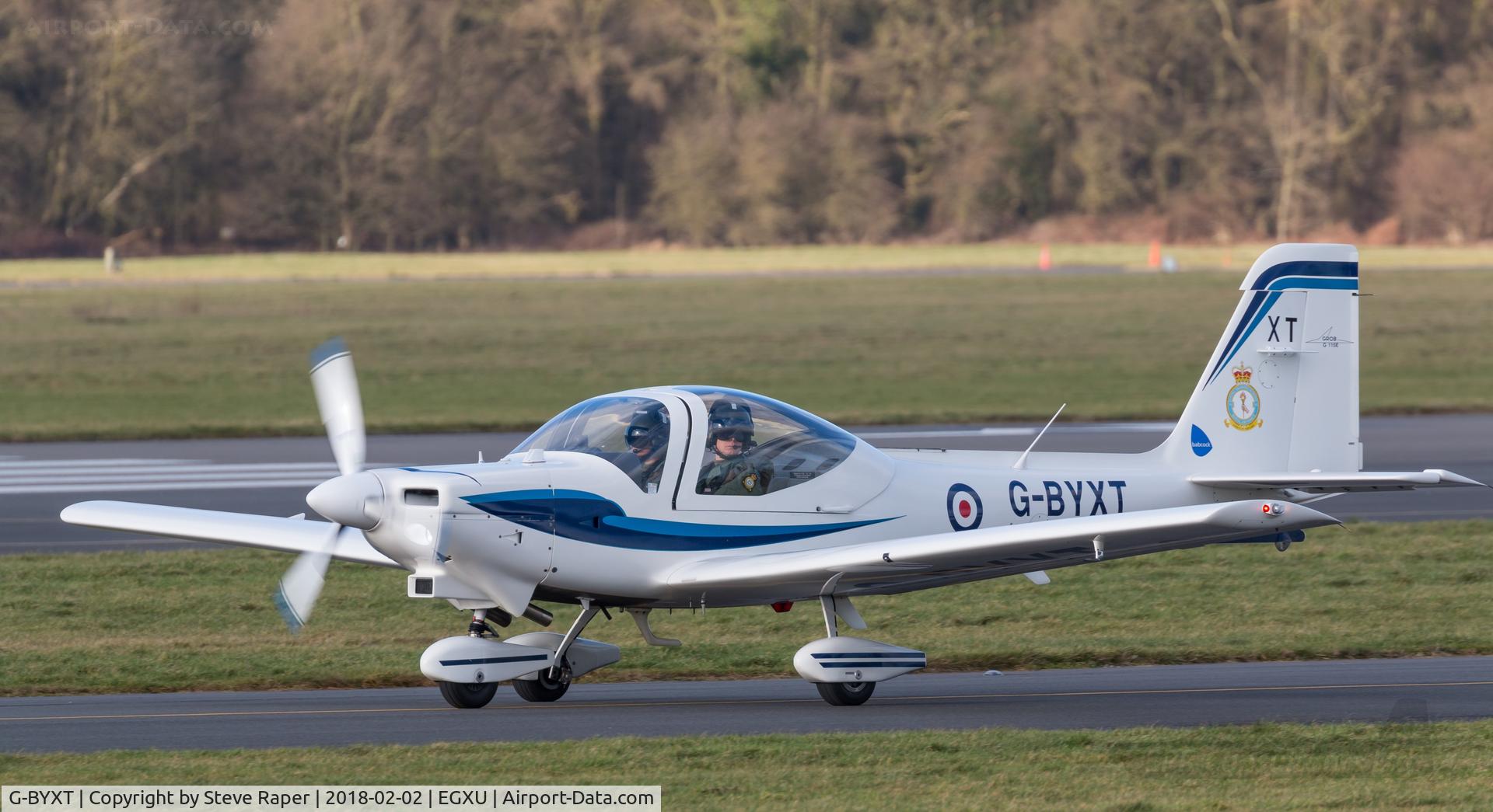 G-BYXT, 2001 Grob G-115E Tutor T1 C/N 82179/E, UAS taxying out for rwy 03 at Linton.