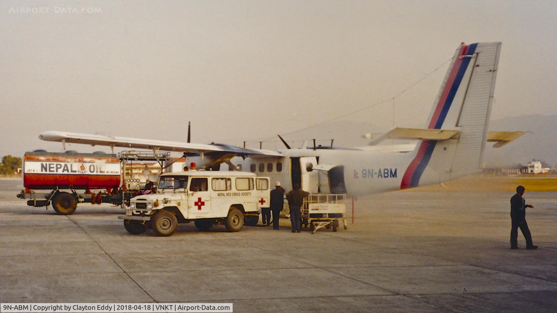 9N-ABM, 1975 De Havilland Canada DHC-6-300 Twin Otter C/N 455, Kathmandu Airport Nepal. 3-92.
