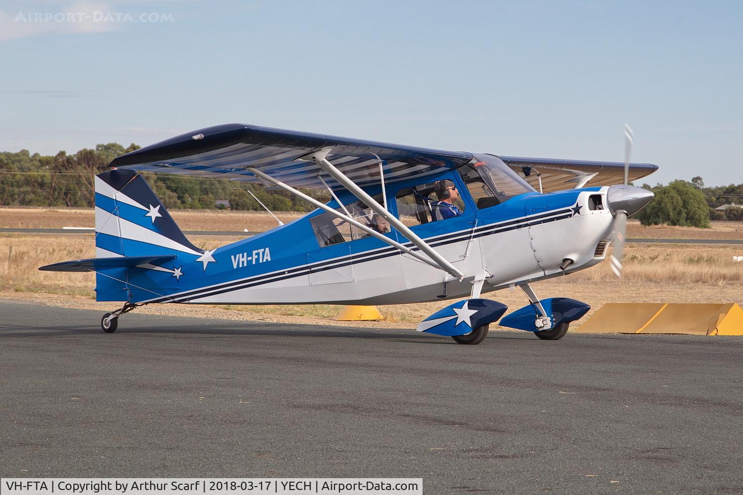 VH-FTA, 1977 American Champion 8KCAB Decathlon C/N 332-77, VH-FTA AAAA Fly in Echuca 2018