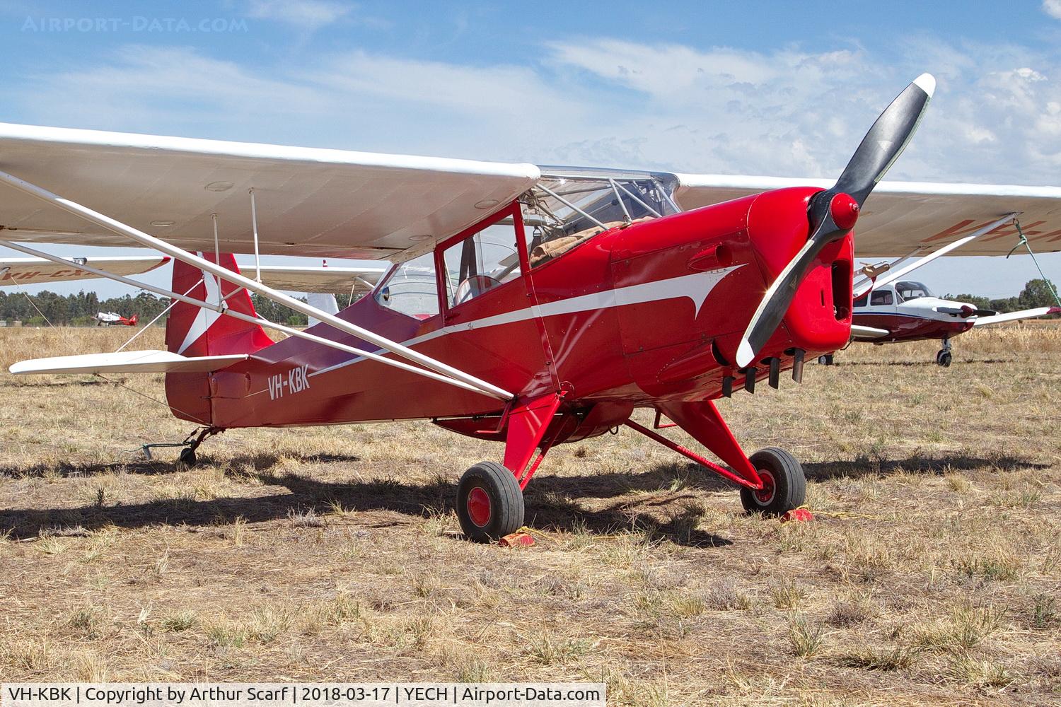 VH-KBK, 1951 Auster J-1B Aiglet C/N 2685, VH-KBK AAAA Fly in Echuca 2018