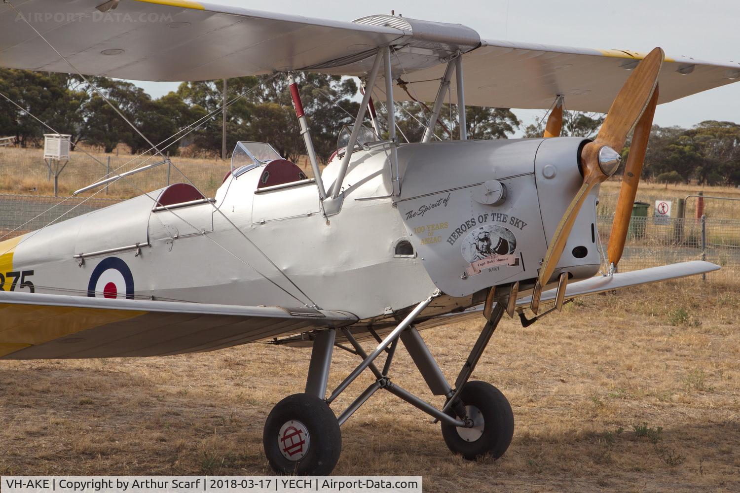 VH-AKE, 1941 De Havilland Australia DH-82A Tiger Moth C/N DHA416, VH-AKE AAAA Fly in Echuca 2018