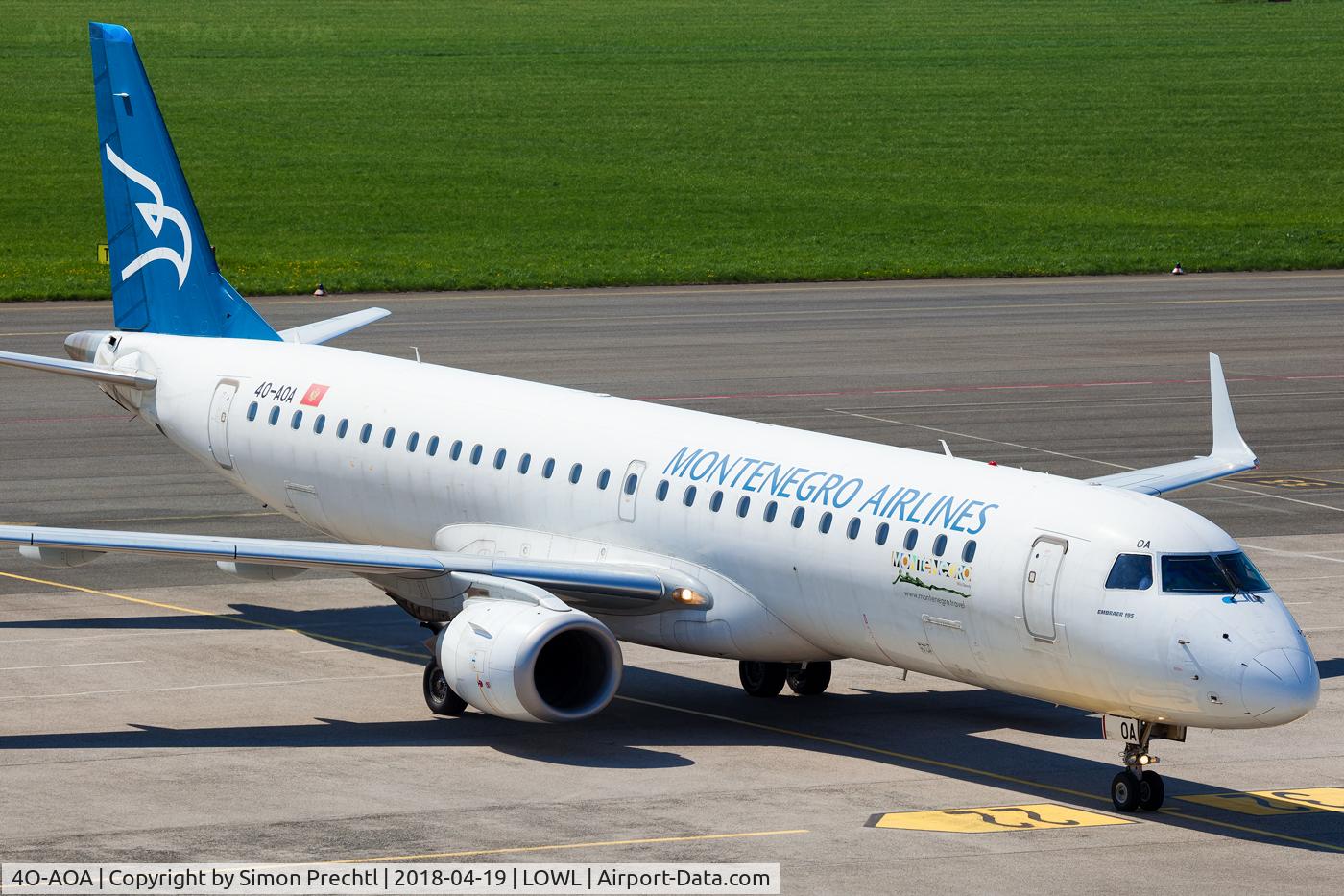 4O-AOA, 2008 Embraer 195LR (ERJ-190-200LR) C/N 19000180, 4O-AOA @ Linz Airport