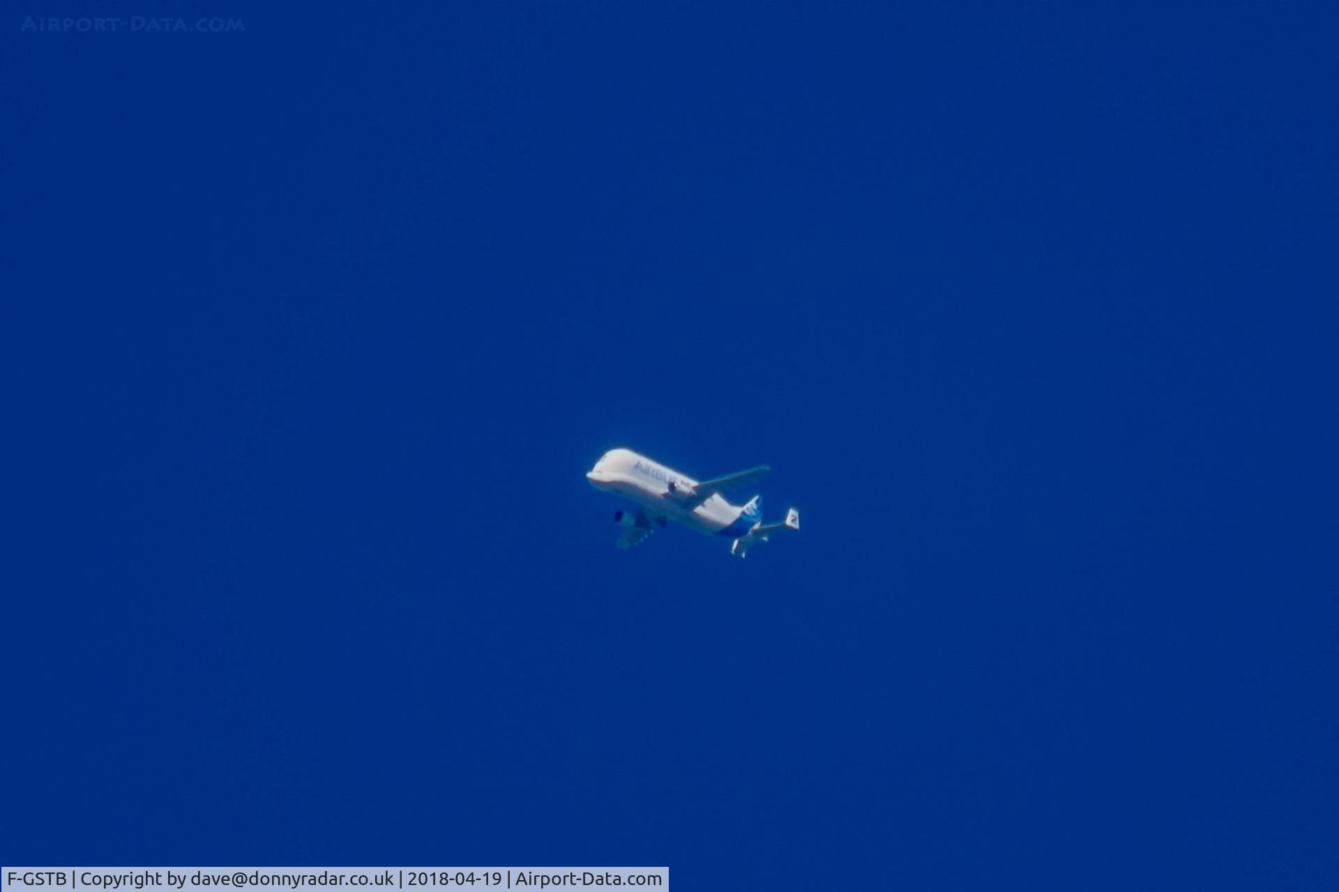 F-GSTB, 1996 Airbus A300B4-608ST Super Transporter C/N 751, F-GSTB heading West over my house