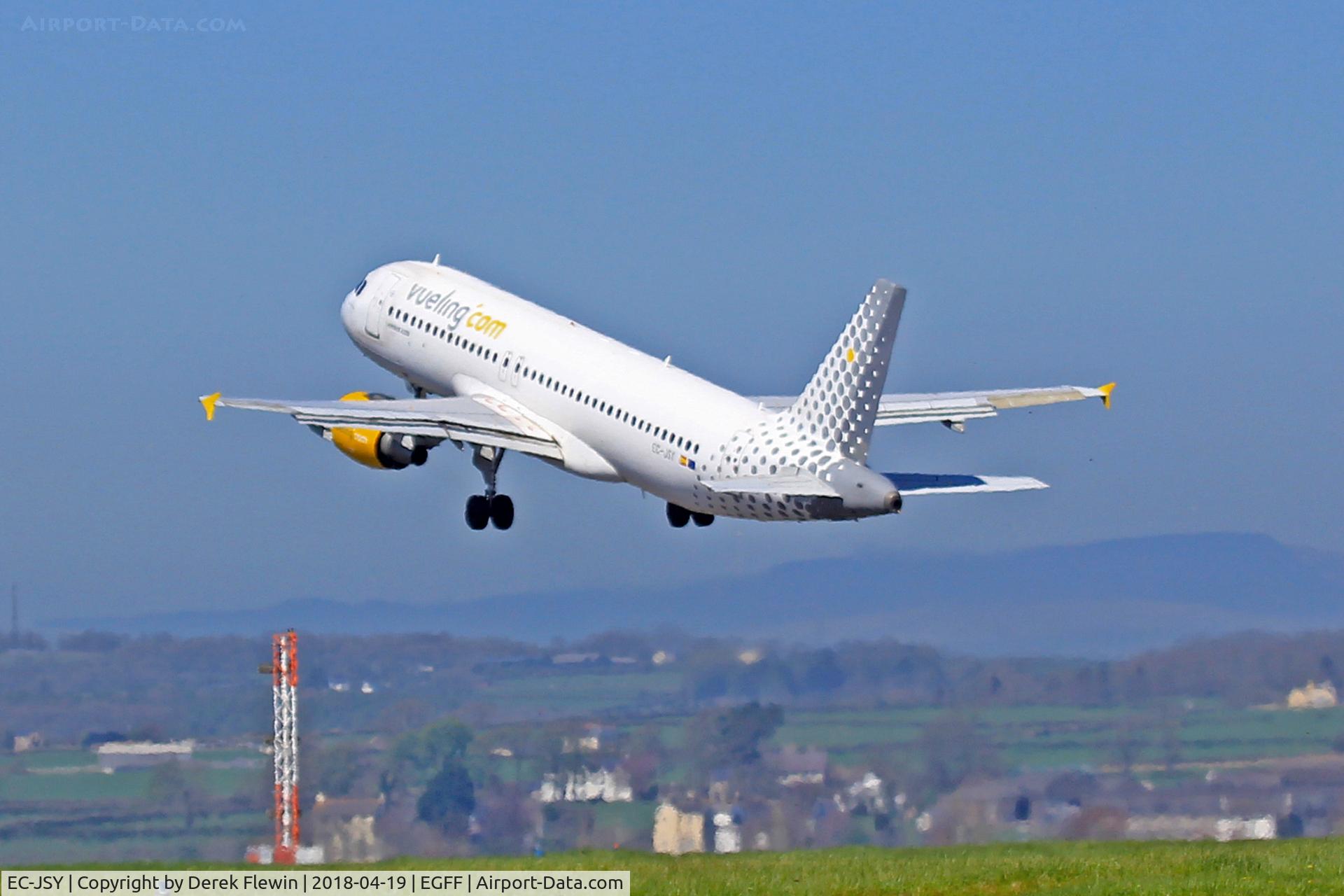 EC-JSY, 2006 Airbus A320-214 C/N 2785, Vueling airlines, Airbus A320-214, call sign Vueling 12YQ, departing runway 30 en-route to Alicante.