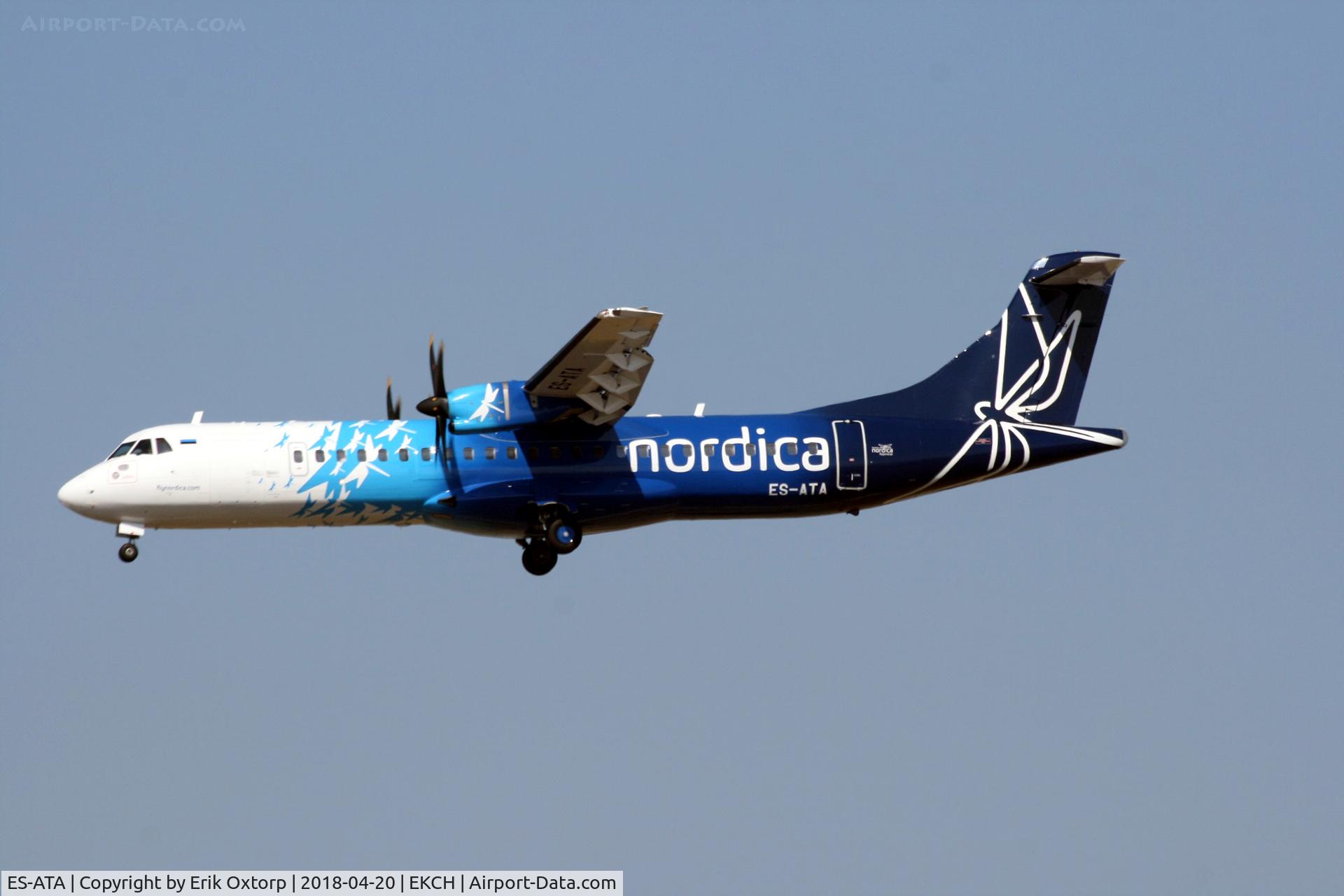 ES-ATA, 2012 ATR 72-600 (72-212A) C/N 1038, ES-ATA now in full Nordica c/s. Landing rw 22L