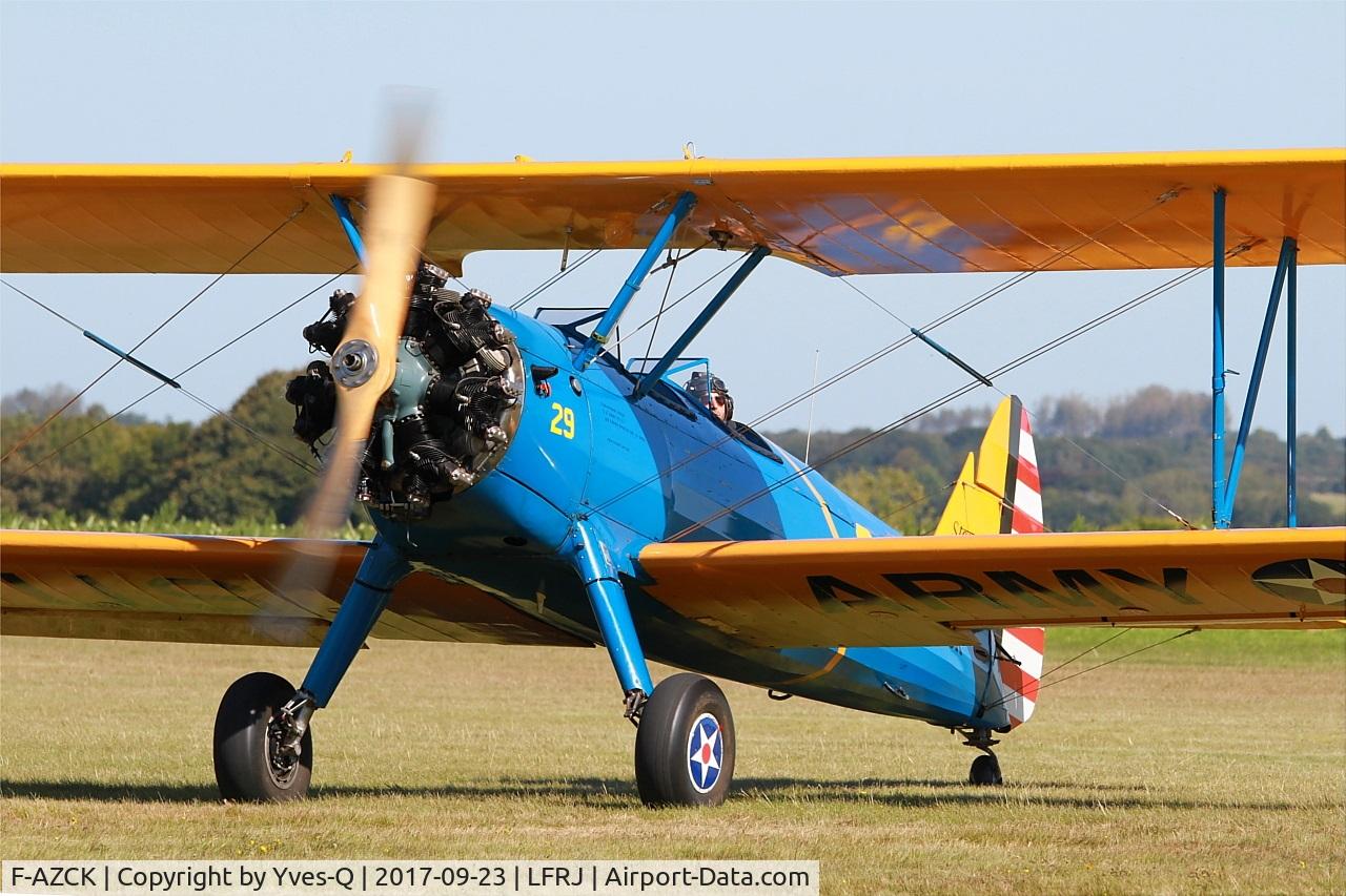 F-AZCK, 1941 Boeing A75N1 (PT-17) C/N 75-1653, Boeing A75N1, Taxiing, Morlaix-Ploujean airport (LFRU-MXN) air show 2017