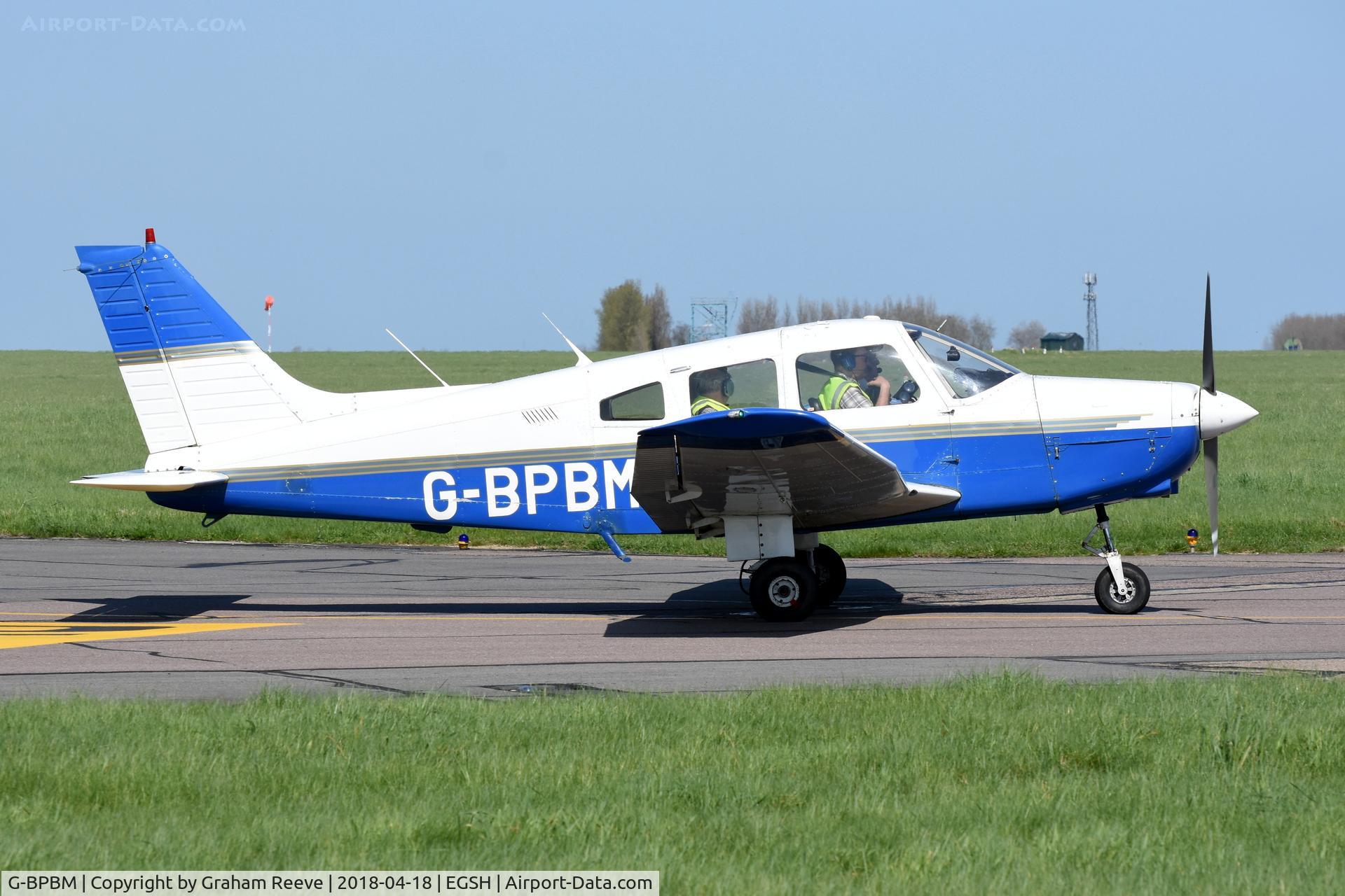 G-BPBM, 1979 Piper PA-28-161 Cherokee Warrior II C/N 28-7916272, Departing from Norwich.