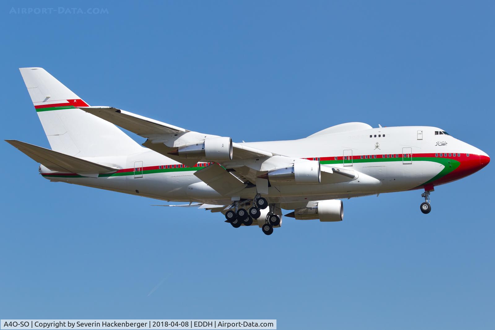 A4O-SO, 1979 Boeing 747SP-27 C/N 21785, Oman Gvmt Boeing 74S arriving at HAM for LHT maintenance.