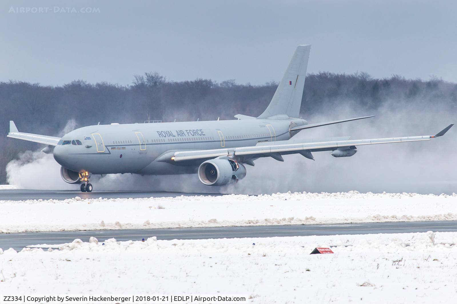 ZZ334, 2009 Airbus KC3 Voyager (A330-243MRTT) C/N 1033, Royal Air Force A332 landing at PAD.