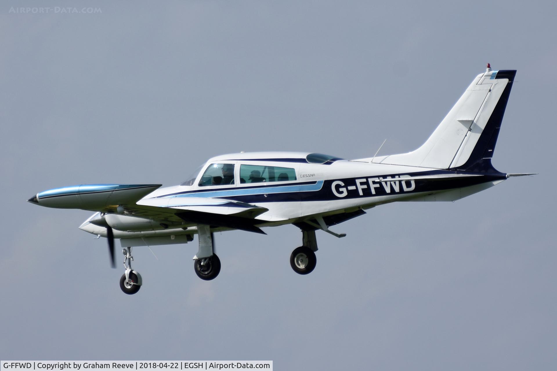 G-FFWD, 1976 Cessna 310R C/N 310R-0579, Landing at Norwich.