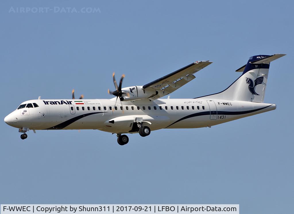 F-WWEC, 2017 ATR 72-600 (72-212A) C/N 1431, C/n 1431 - To be EP-ITF