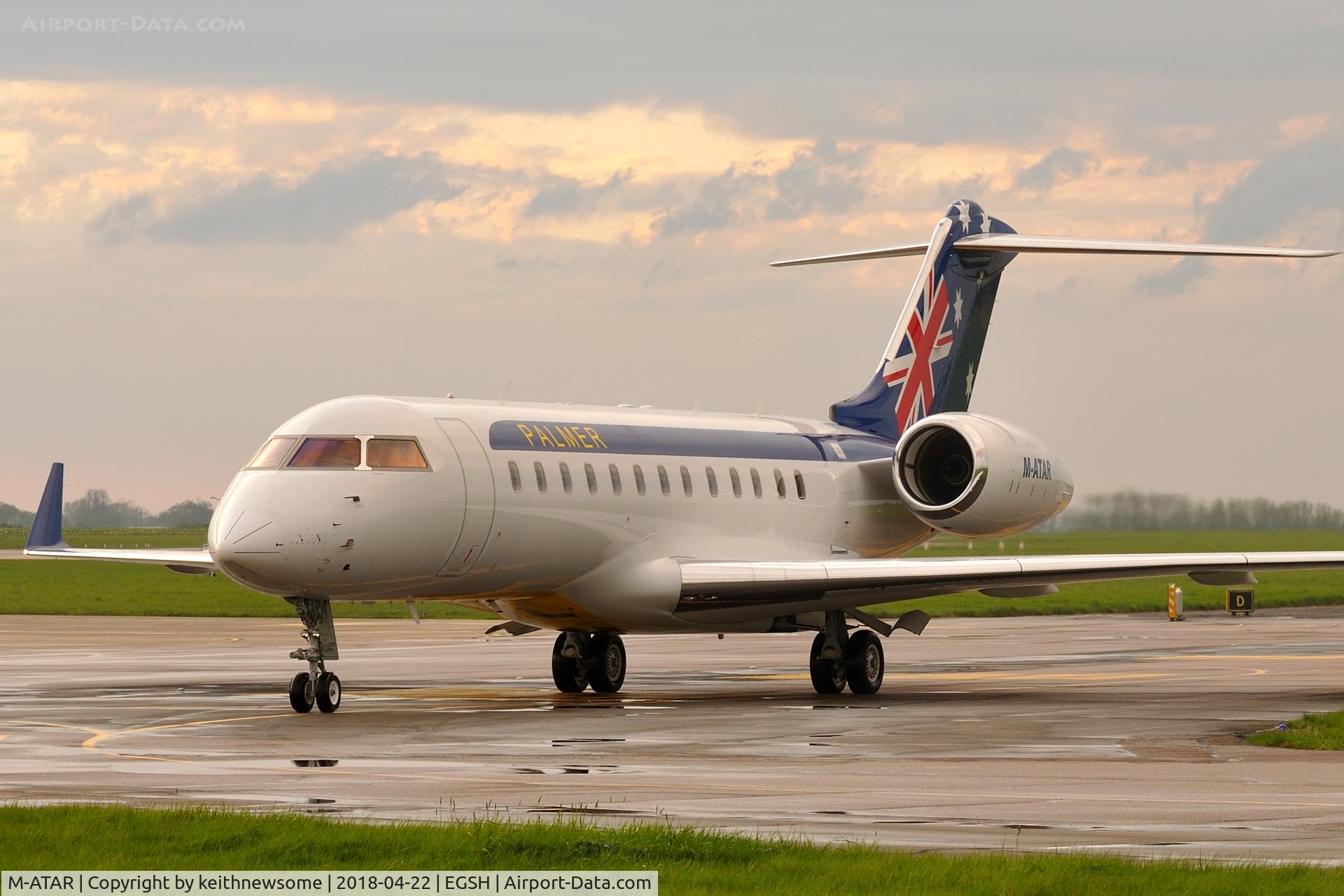 M-ATAR, 2000 Bombardier BD-700-1A10 Global Express C/N 9060, Arriving at Norwich from US.