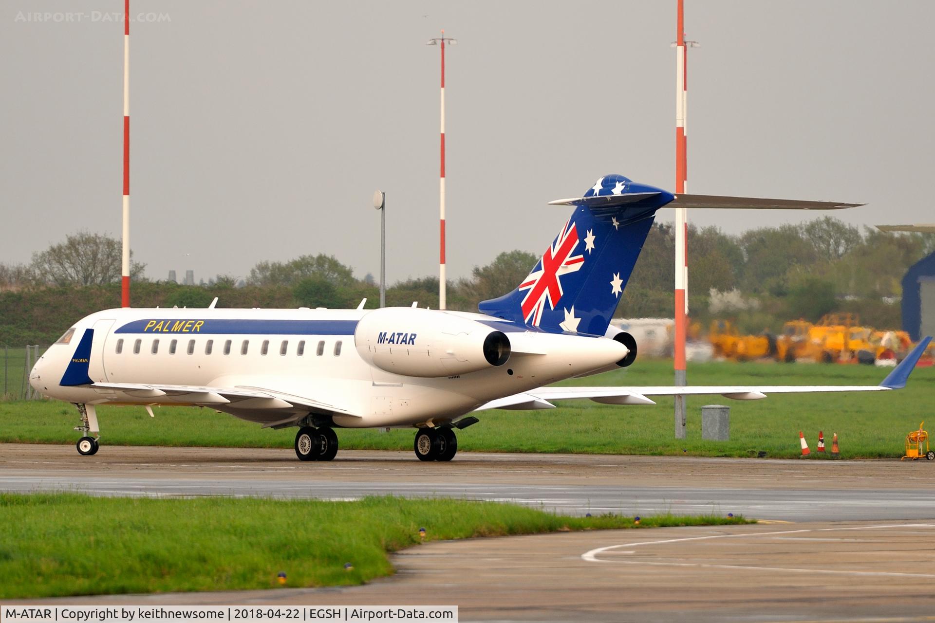 M-ATAR, 2000 Bombardier BD-700-1A10 Global Express C/N 9060, Arriving at Norwich from US.