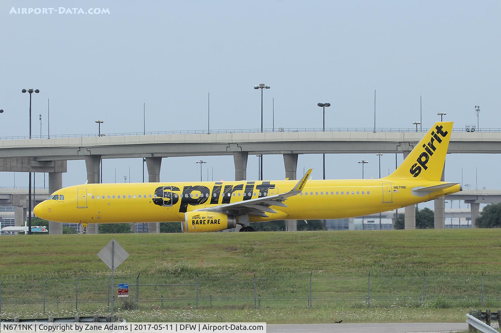 N671NK, 2016 Airbus A321-231 C/N 7246, Arriving at DFW Airport