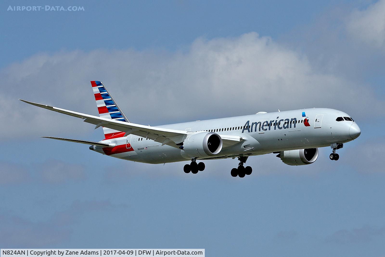 N824AN, 2017 Boeing 787-9 Dreamliner C/N 40643, Arriving at DFW Airport