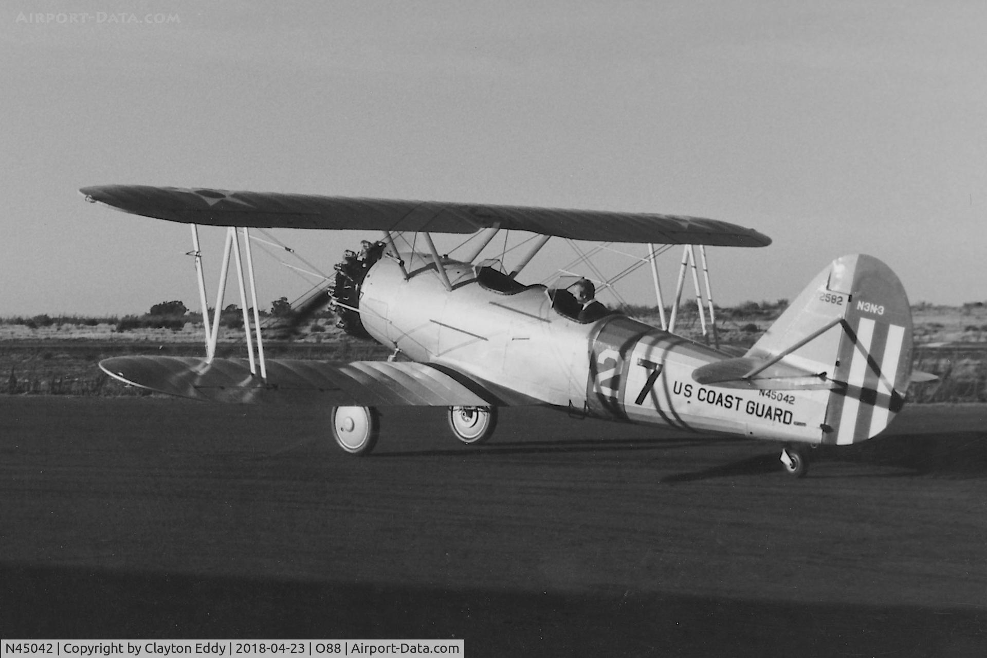 N45042, 1940 Naval Aircraft Factory N3N-3 C/N 2582, Old Rio Vista Airport California 1977.