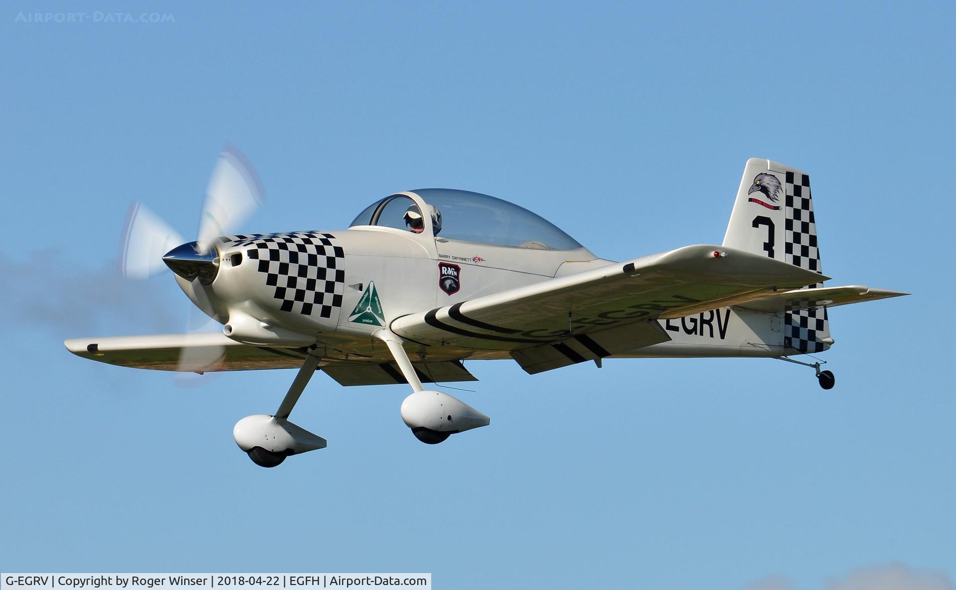 G-EGRV, 2007 Vans RV-8 C/N PFA 303-13639, Raven 3 of Team Raven finals to land.