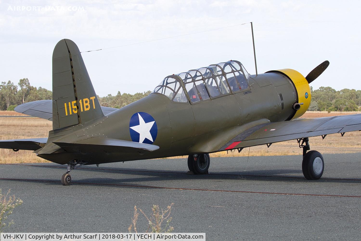 VH-JKV, 1942 Consolidated BT-13A Valiant C/N 7710, AAAA Fly in Echuca 2018