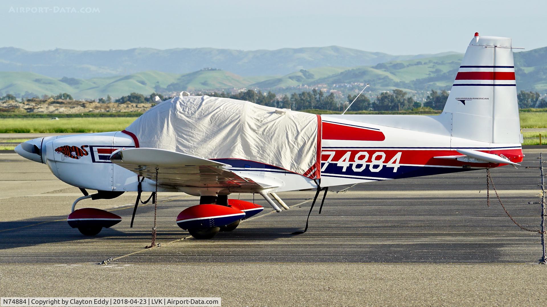 N74884, 1976 Grumman American AA-5B Tiger C/N AA5B-0278, Livermore Airport California 2018.