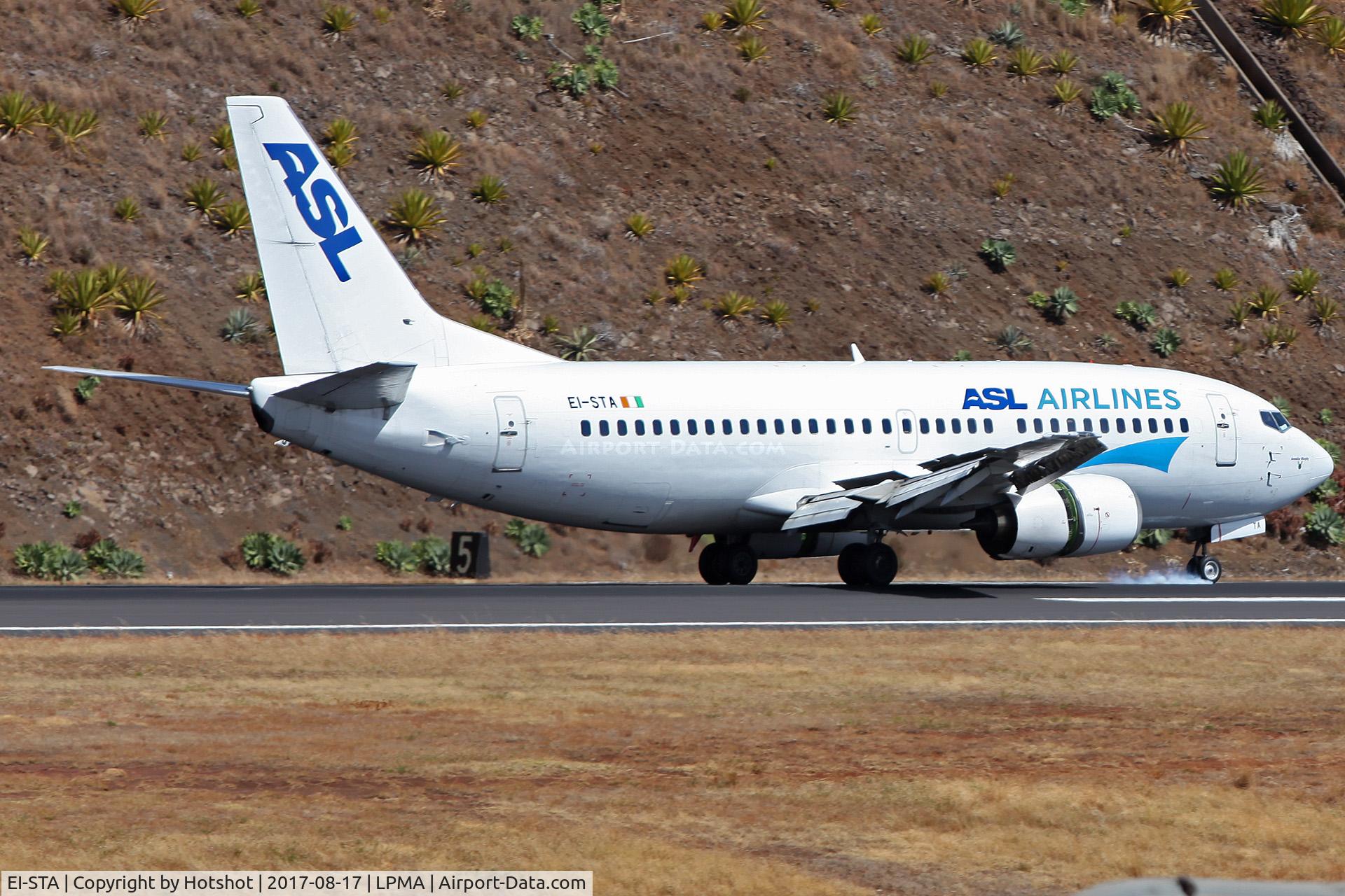 EI-STA, 1997 Boeing 737-31S C/N 29057, Smoke off the nose wheel but not from main wheels is rare...
