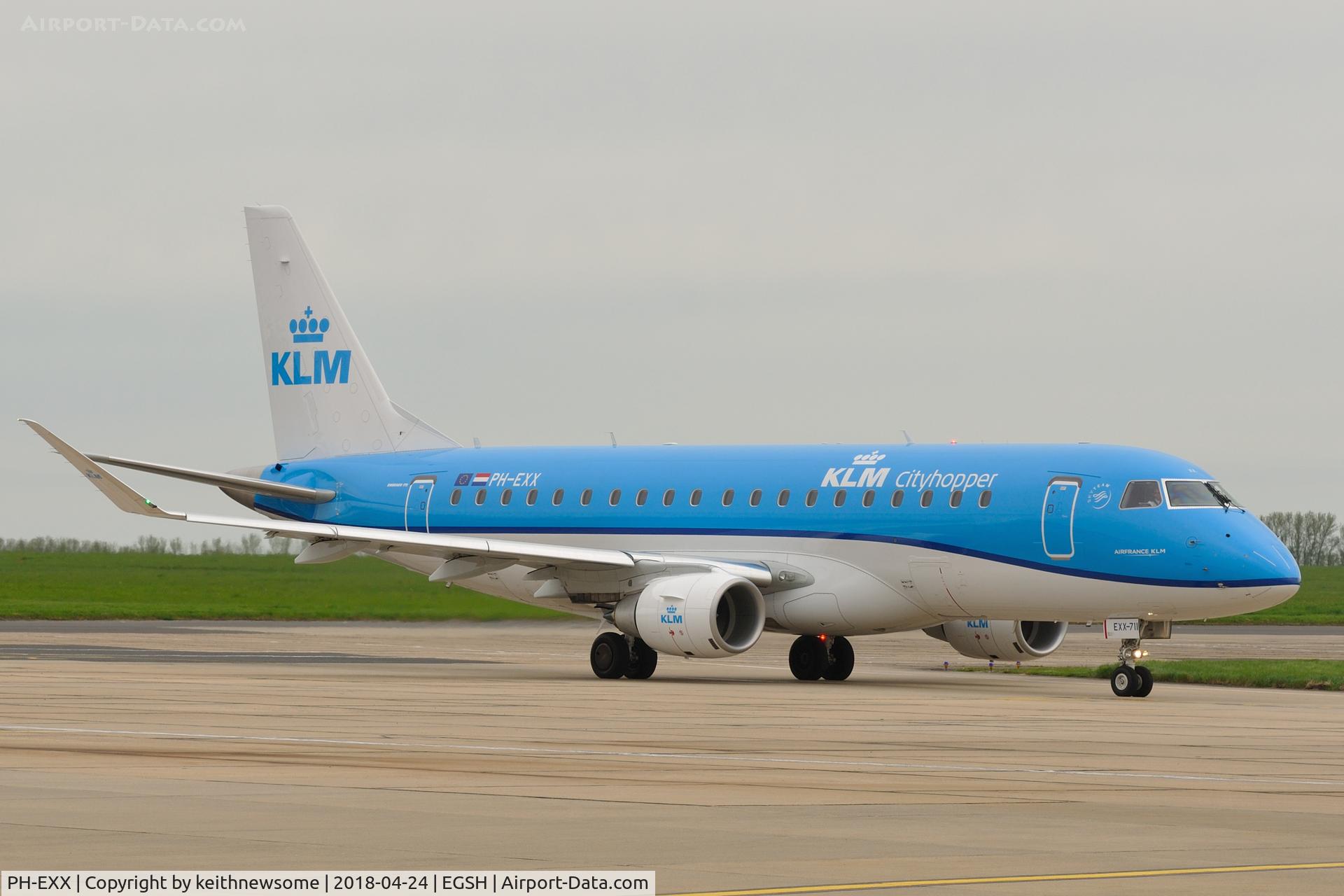 PH-EXX, 2018 Embraer 175STD (ERJ-170-200) C/N 17000711, Leaving Norwich for Amsterdam.
