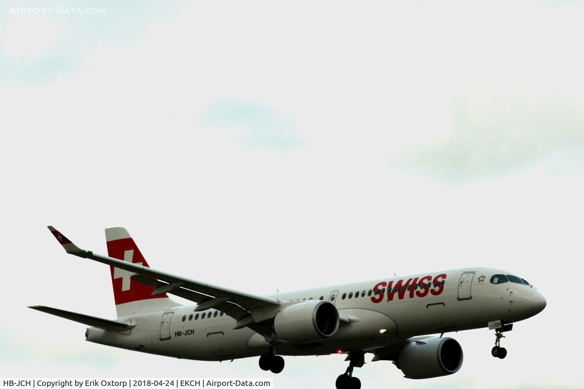 HB-JCH, 2018 Bombardier CSeries CS300 (BD-500-1A11) C/N 55021, HB-JCH landing rw 22L