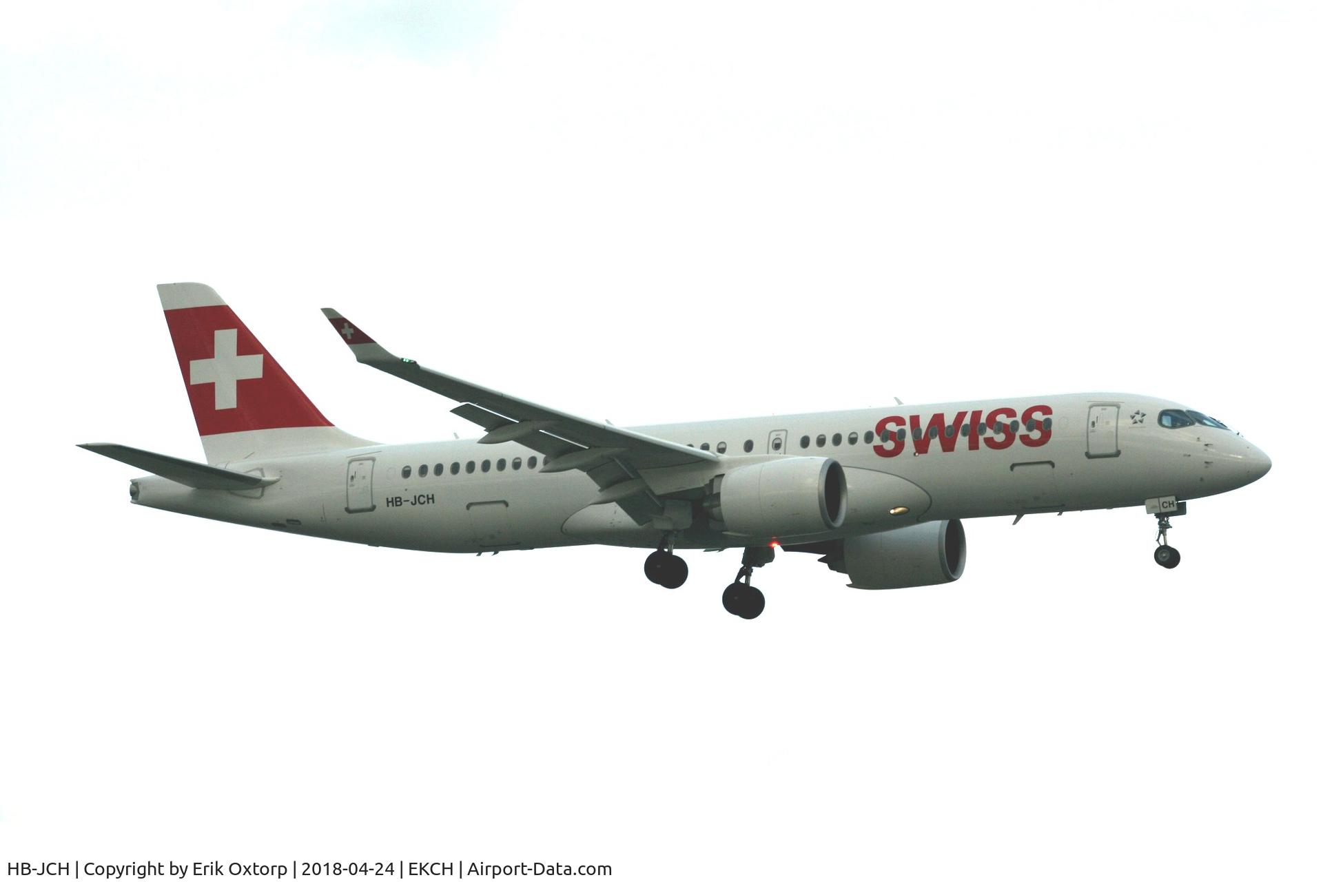 HB-JCH, 2018 Bombardier CSeries CS300 (BD-500-1A11) C/N 55021, HB-JCH landing rw 22L