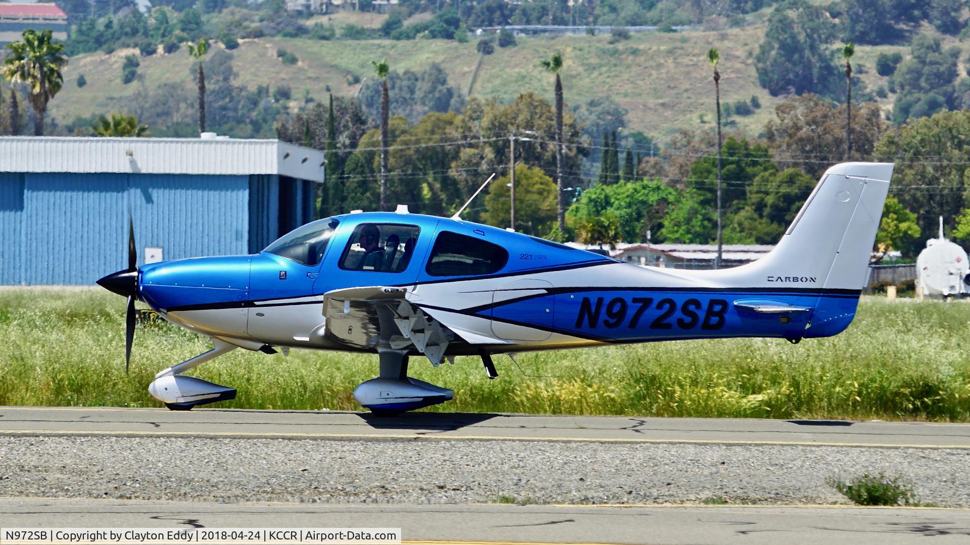 N972SB, 2016 Cirrus SR22T C/N 1293, Buchanan Field Concord California 2018.