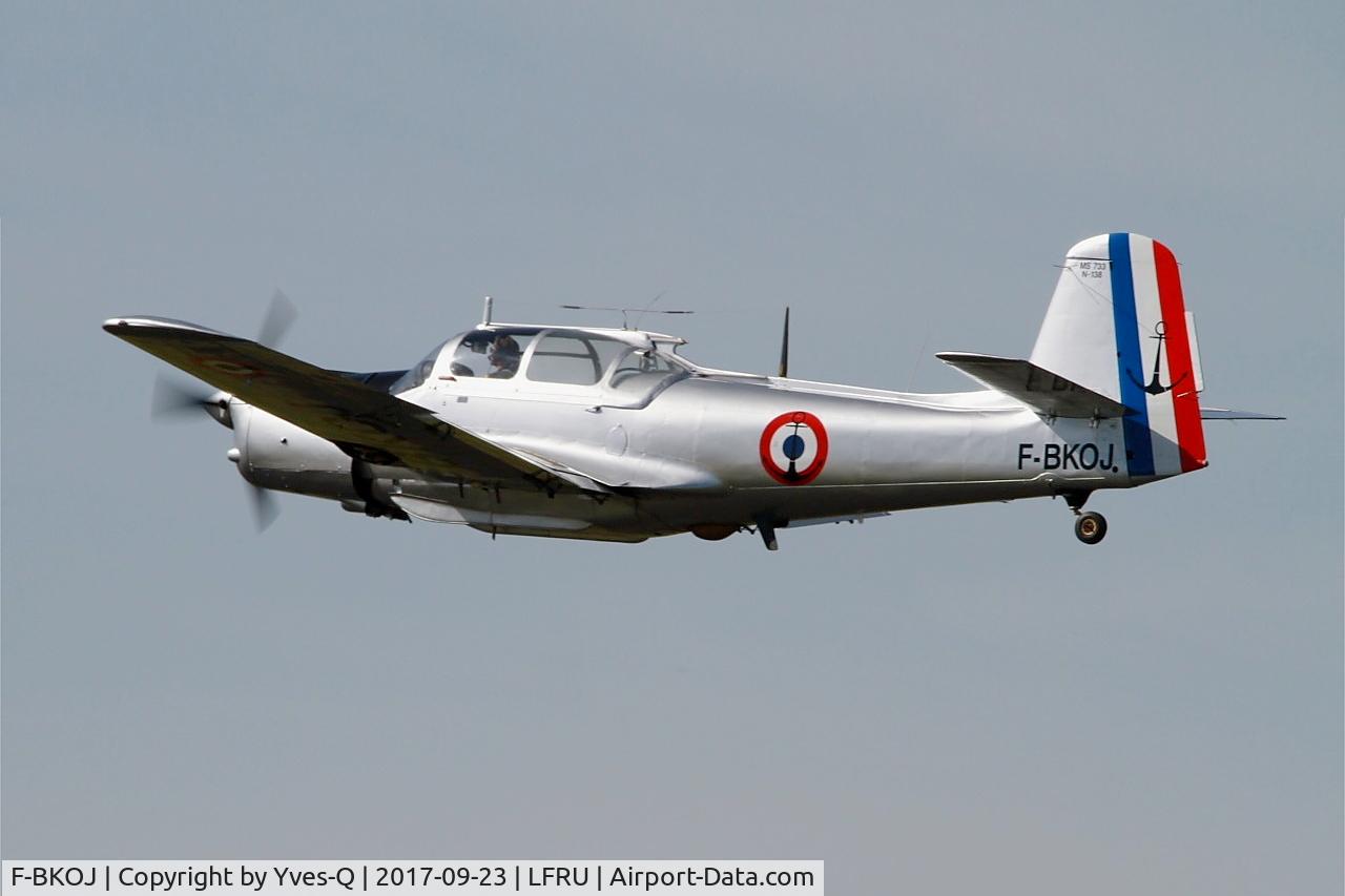 F-BKOJ, Morane-Saulnier MS-733 Alcyon C/N 138, Morane-Saulnier MS-733 Alcyon, Take off rwy 22, Morlaix-Ploujean airport (LFRU-MXN) air show 2017