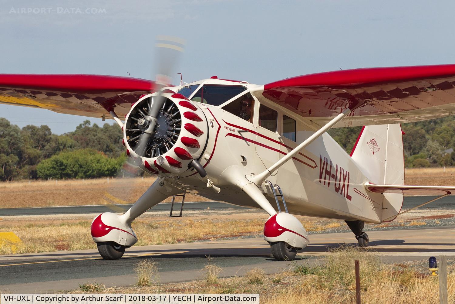 VH-UXL, 1936 Stinson SR-8C Reliant C/N 9766, AAAA Fly in 2018