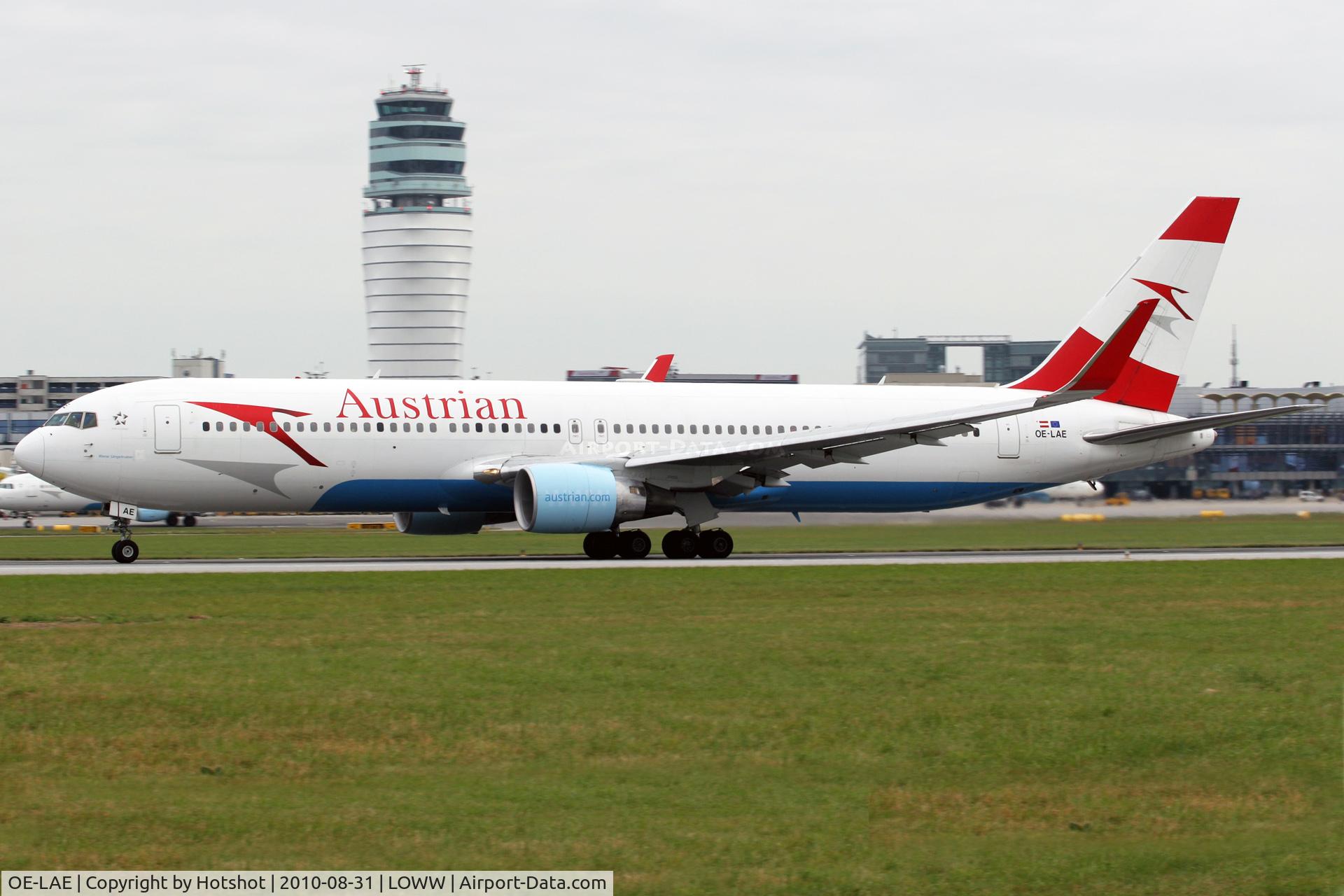 OE-LAE, 2000 Boeing 767-3Z9/ER C/N 30383, Departing in front of the ATC TWR.