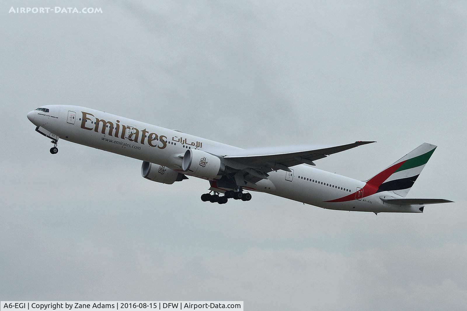 A6-EGI, 2011 Boeing 777-31H/ER C/N 38986, Departing DFW Airport