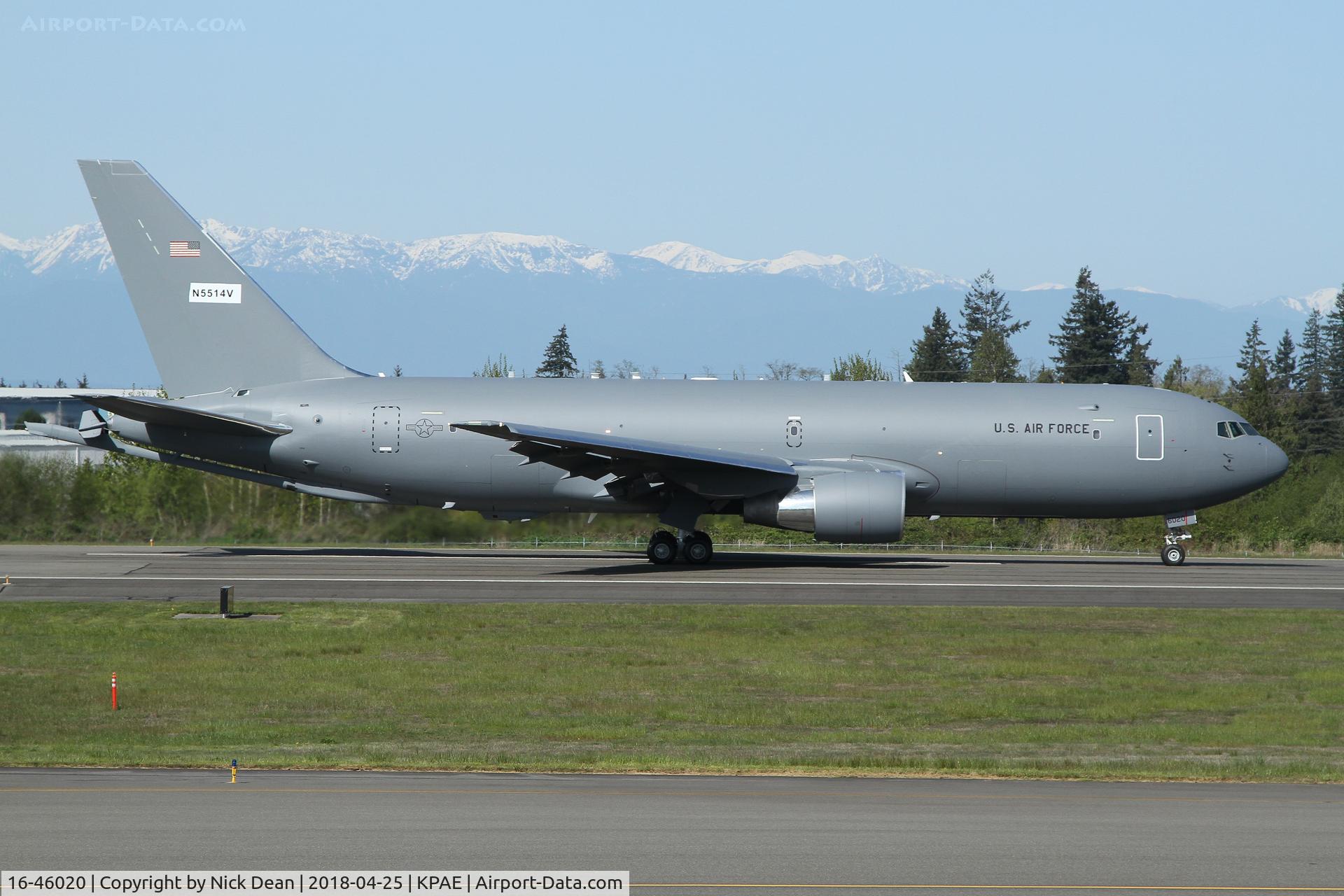 16-46020, 2016 Boeing KC-46A Pegasus (767-2LKC) C/N 34137, Boe20 departs this morning PAE/KPAE