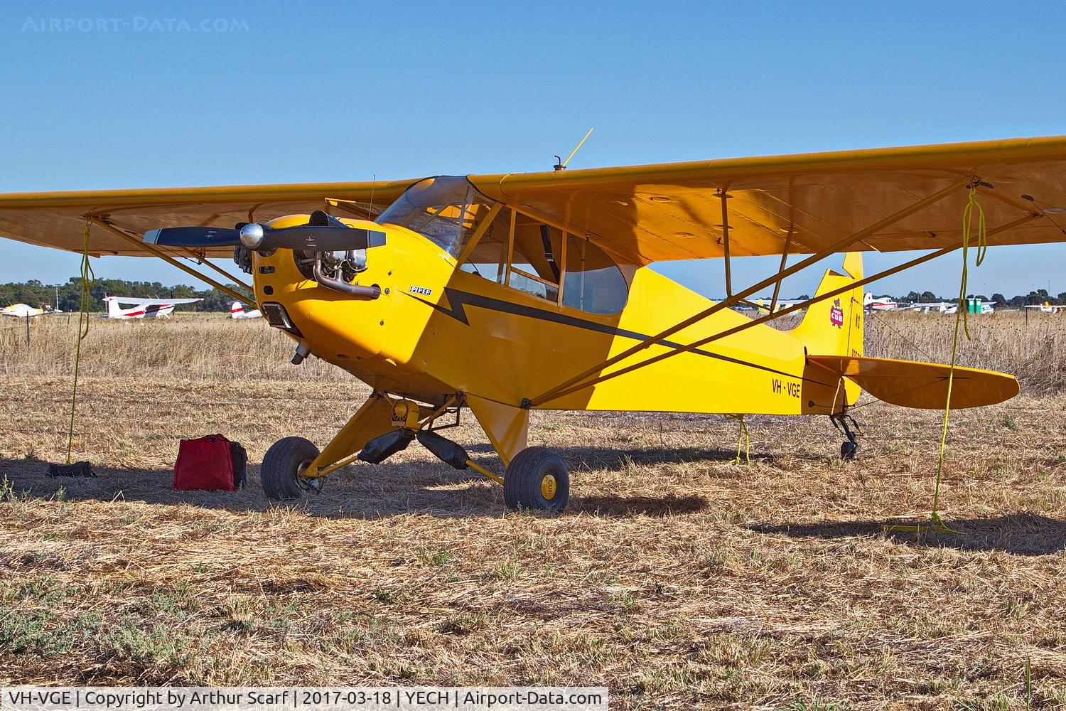 VH-VGE, 1946 Piper J3C-65 Cub Cub C/N 16165, AAAA Fly in Echuca 2017