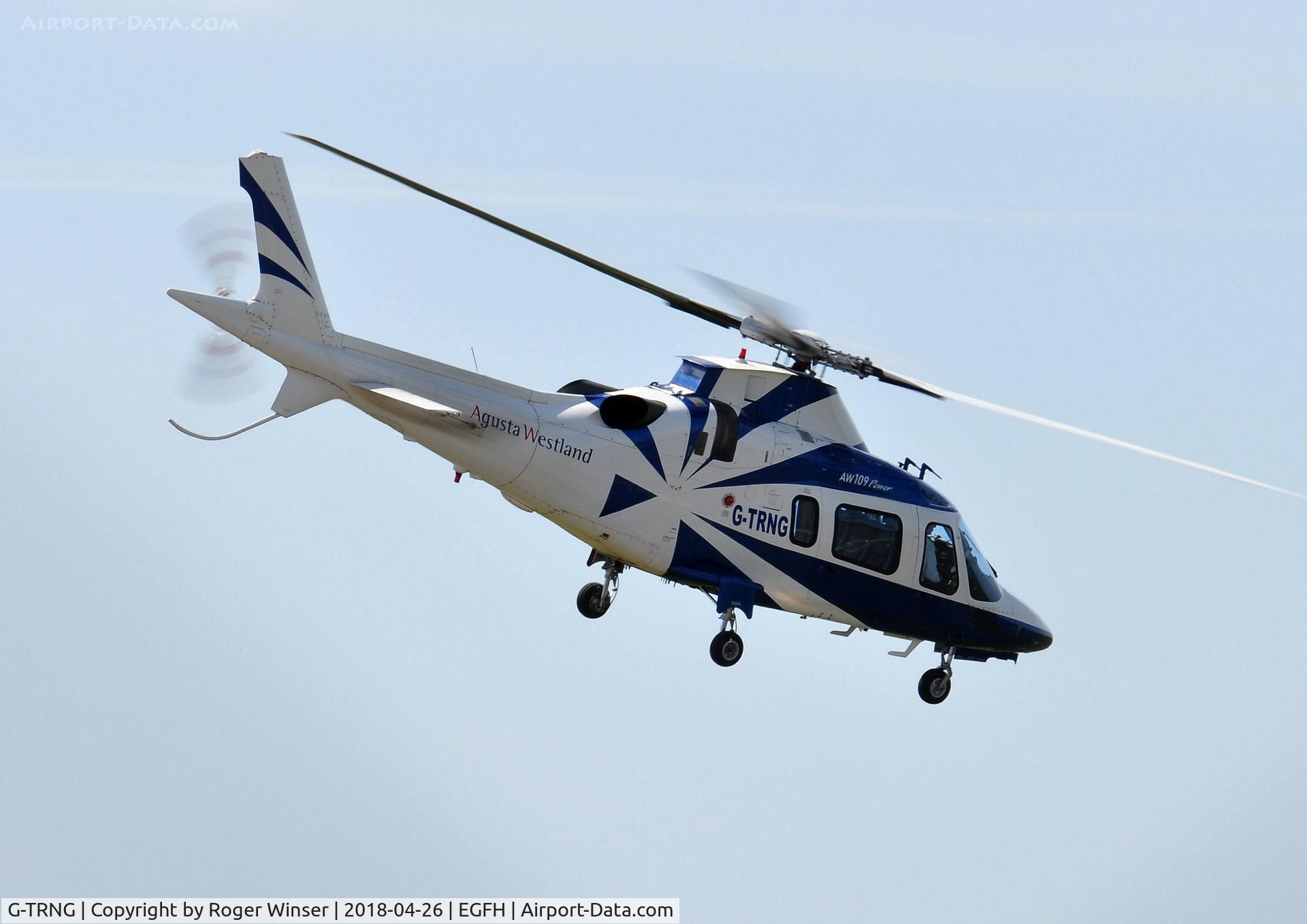 G-TRNG, 2002 Agusta A-109E Power C/N 11156, Visiting A-109E Power departing Runway 04.