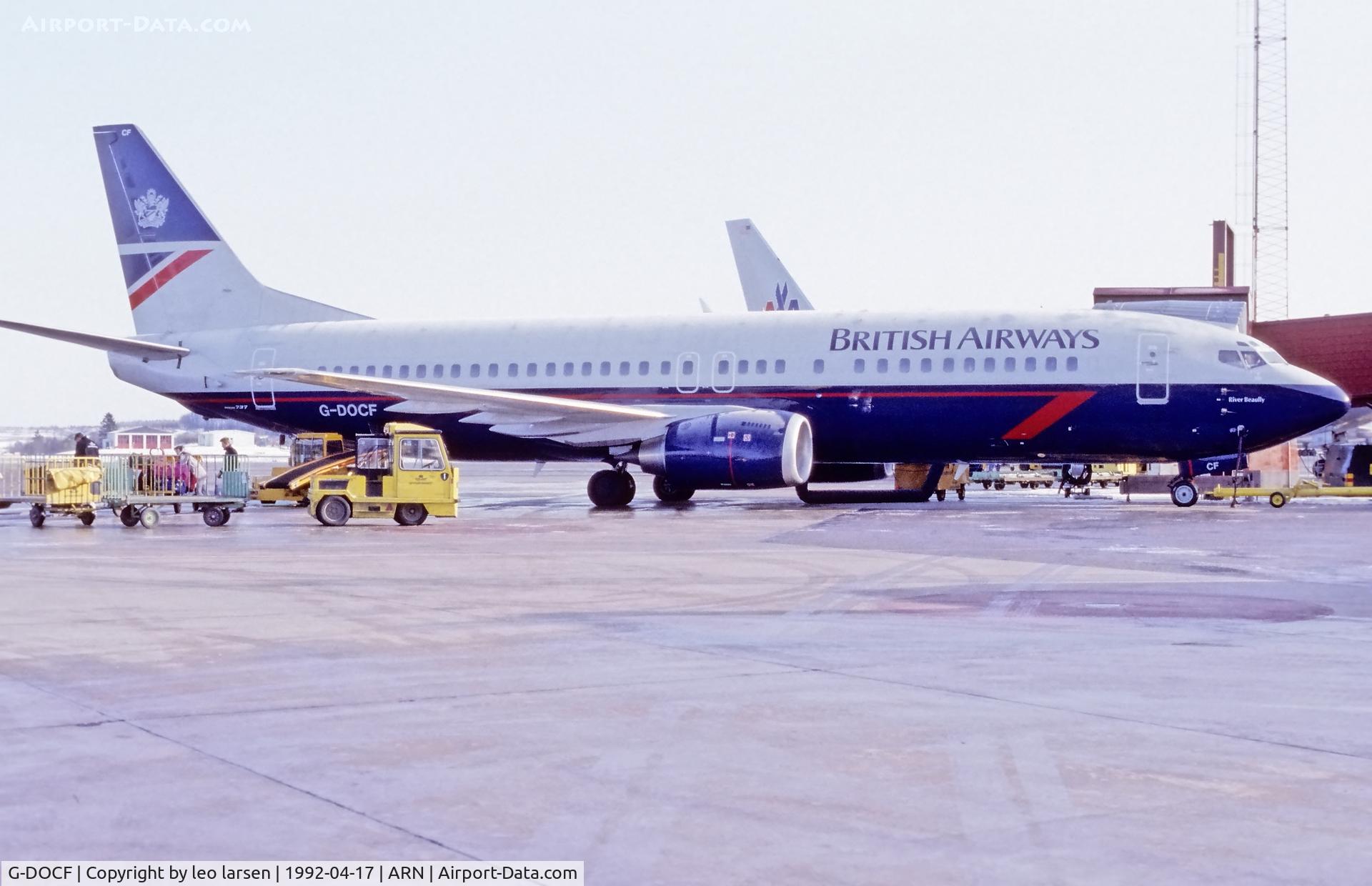 G-DOCF, 1991 Boeing 737-436 C/N 25407, Stockholm Arlanda 17.4.1992