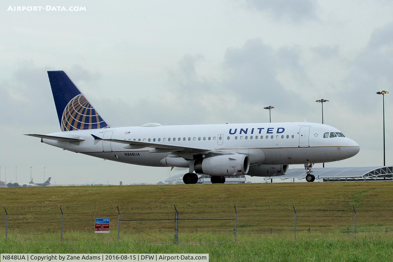 N848UA, 2002 Airbus A319-131 C/N 1647, Arriving at DFW Airport