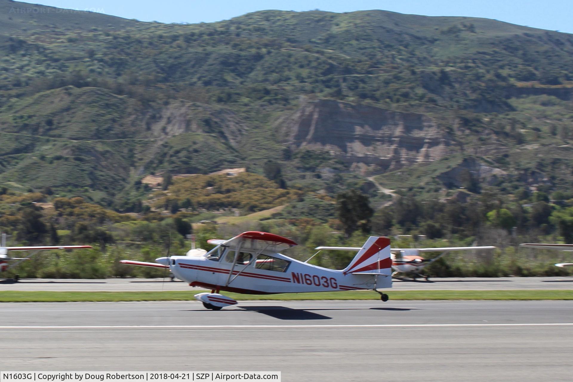 N1603G, 1968 Champion 7ECA Citabria C/N 609, 1968 Champion 7ECA CITABRIA, Lycoming O-320 150 Hp, takeoff roll Rwy 04