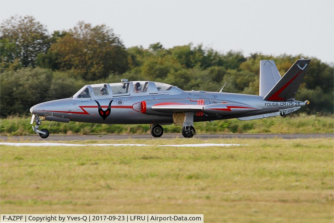 F-AZPF, Fouga CM-175 Zephyr C/N 28, Fouga CM-175 Zephyr, Landing rwy 22, Morlaix-Ploujean airport (LFRU-MXN) Air show 2017