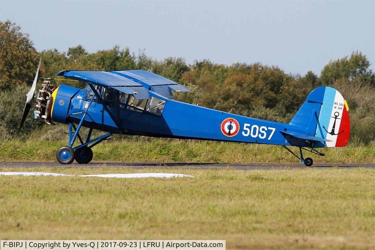 F-BIPJ, Morane-Saulnier MS-505 Criquet C/N 149, Morane-Saulnier MS-505 Criquet, Taxiing, Morlaix-Ploujean airport (LFRU-MXN) Air show 2017